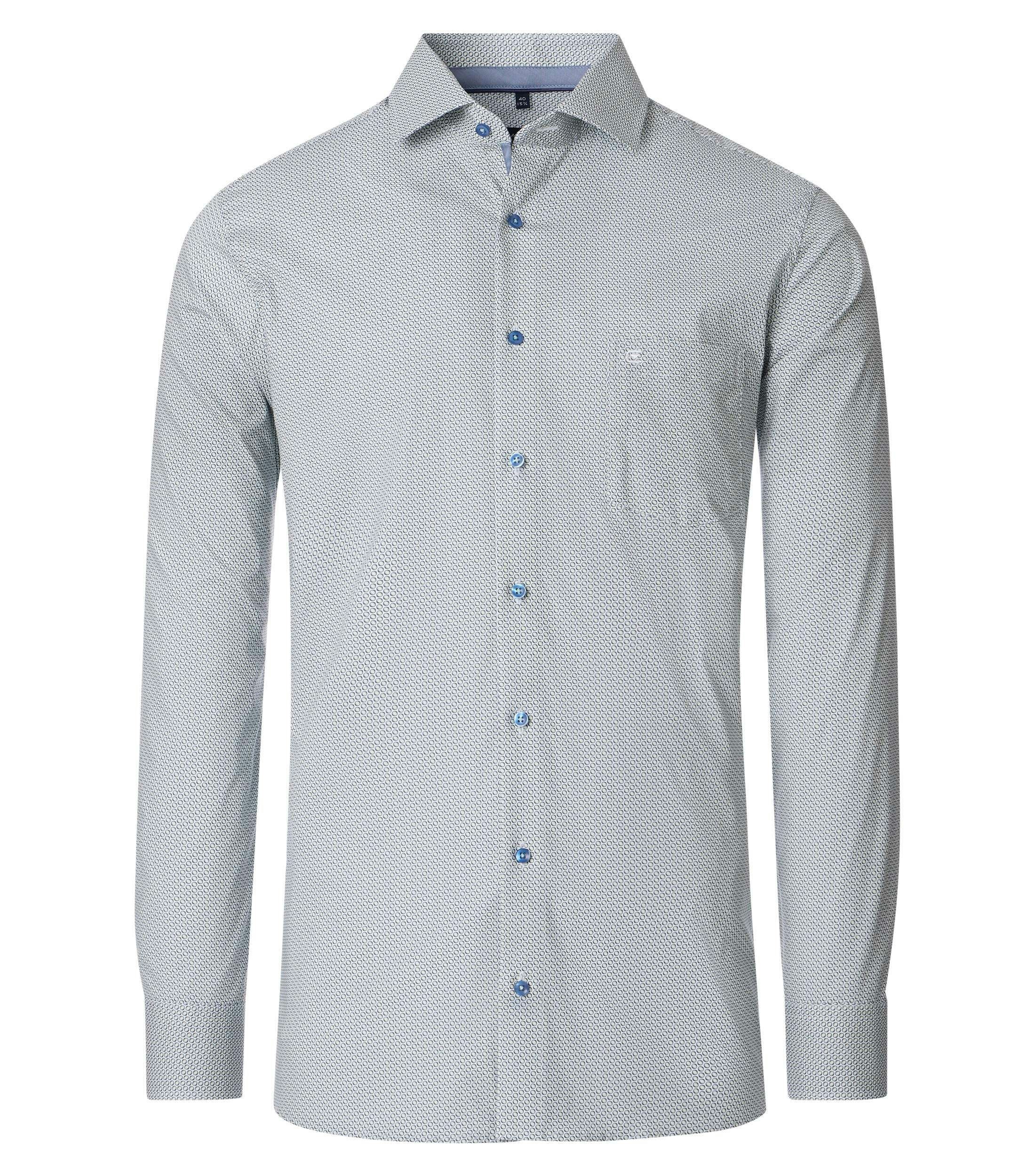 Ein Businesshemd im Print Muster in der Farbe dunkles Türkis