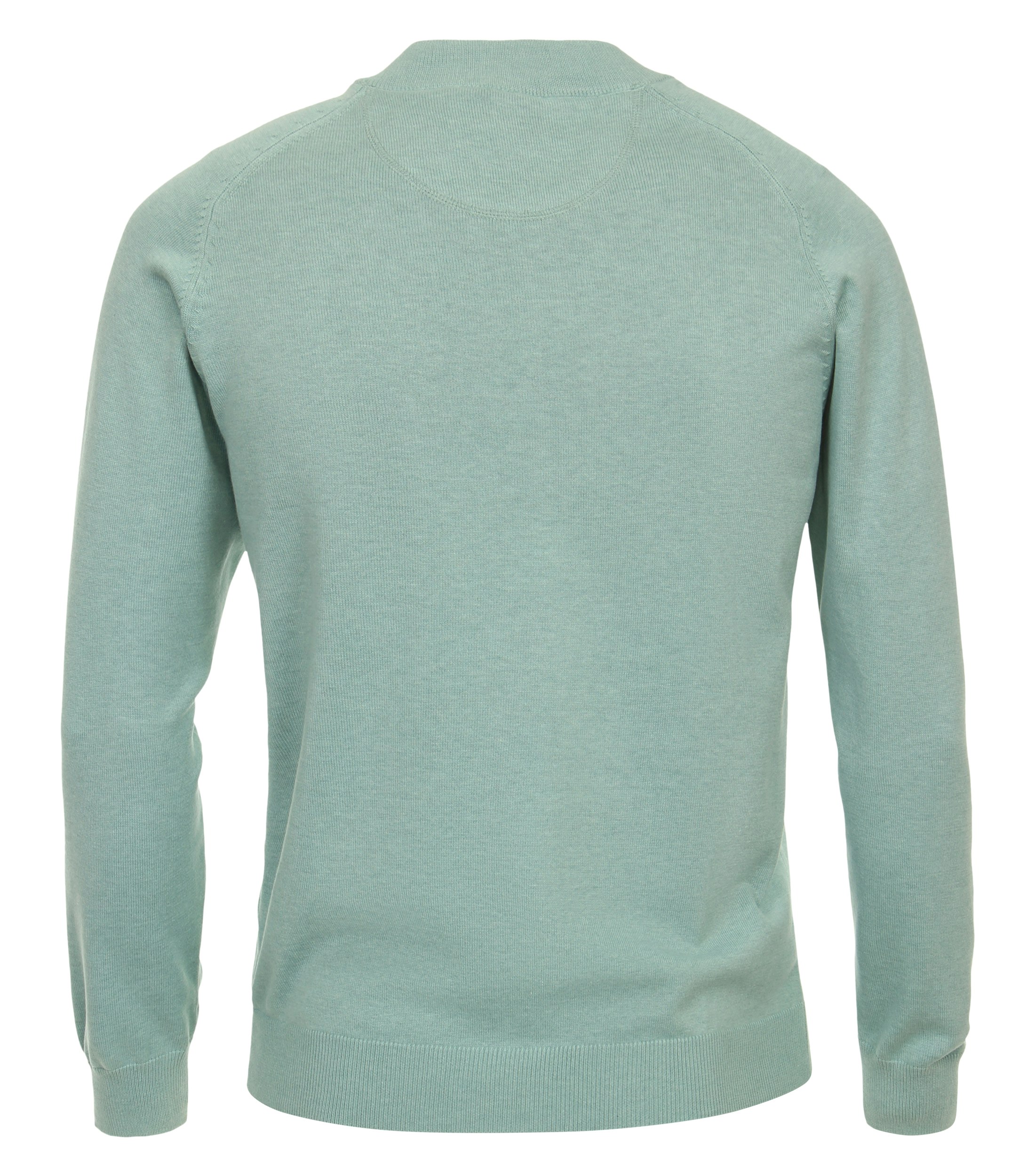 Das Model trägt eine Strickjacke im uni Muster in der Farbe Mint