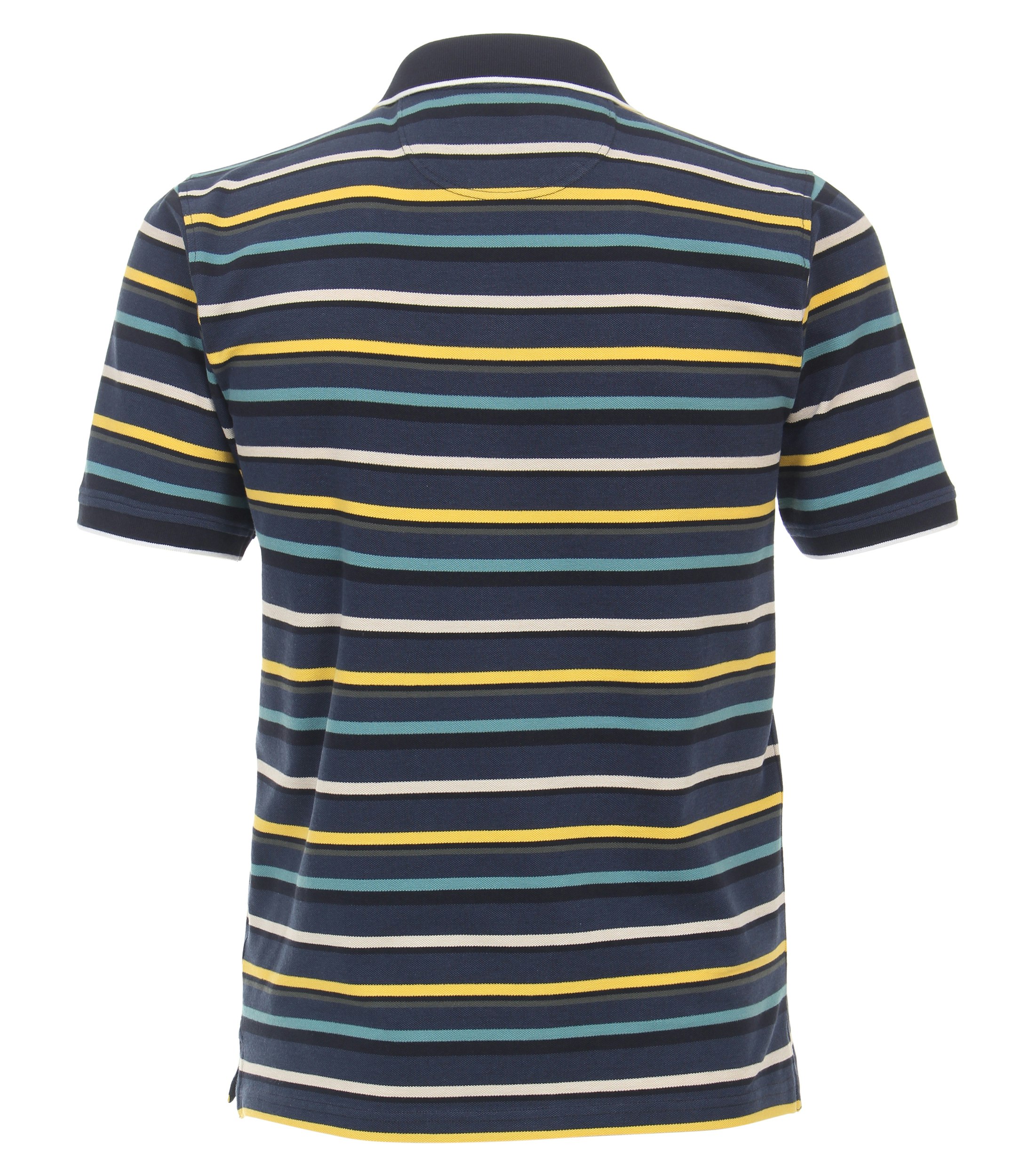 Ein Polo-Shirt im gestreift Muster in der Farbe graues Dunkelblau