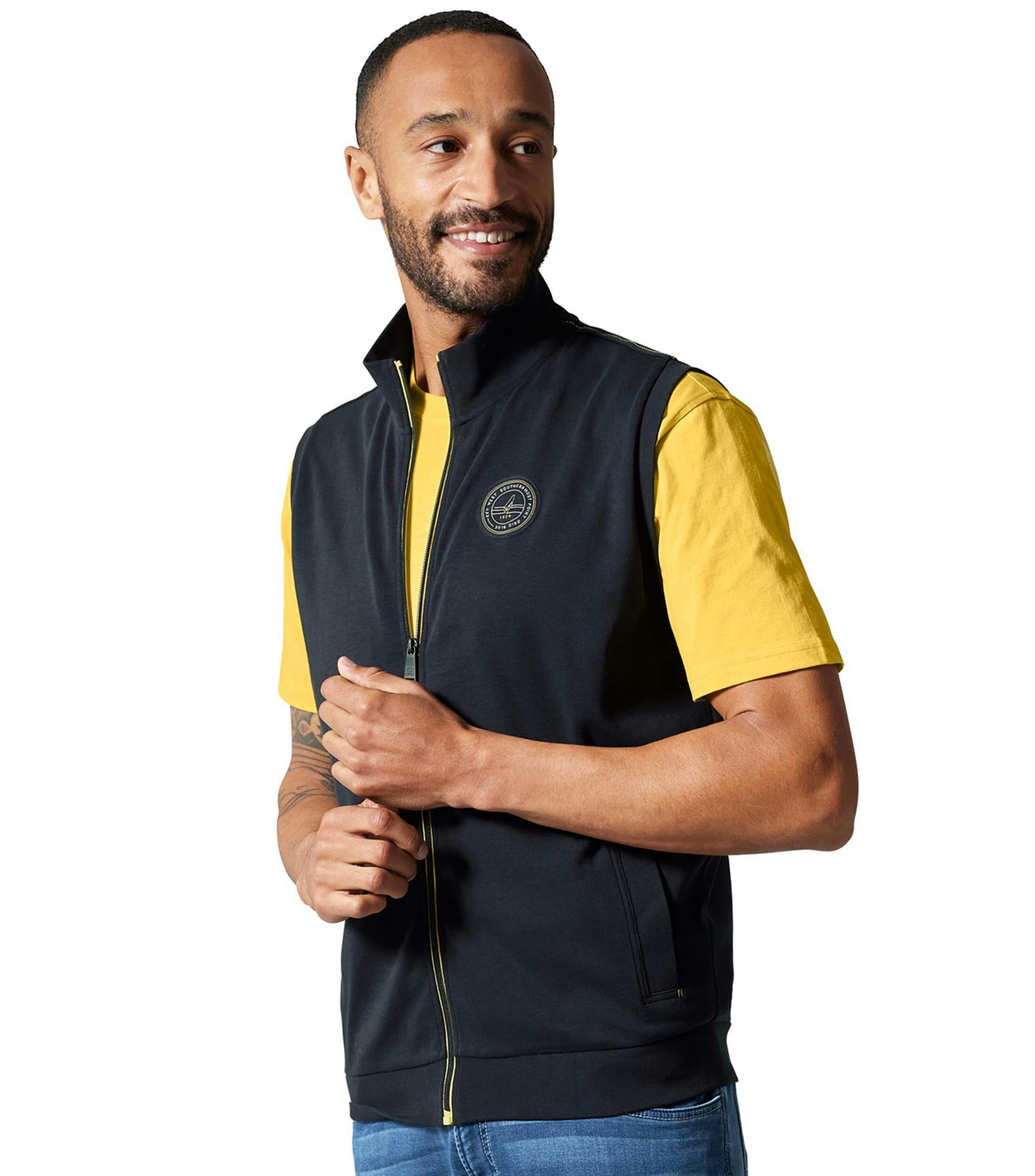 Ein Sweatweste im uni Muster in der Farbe Dunkelblau