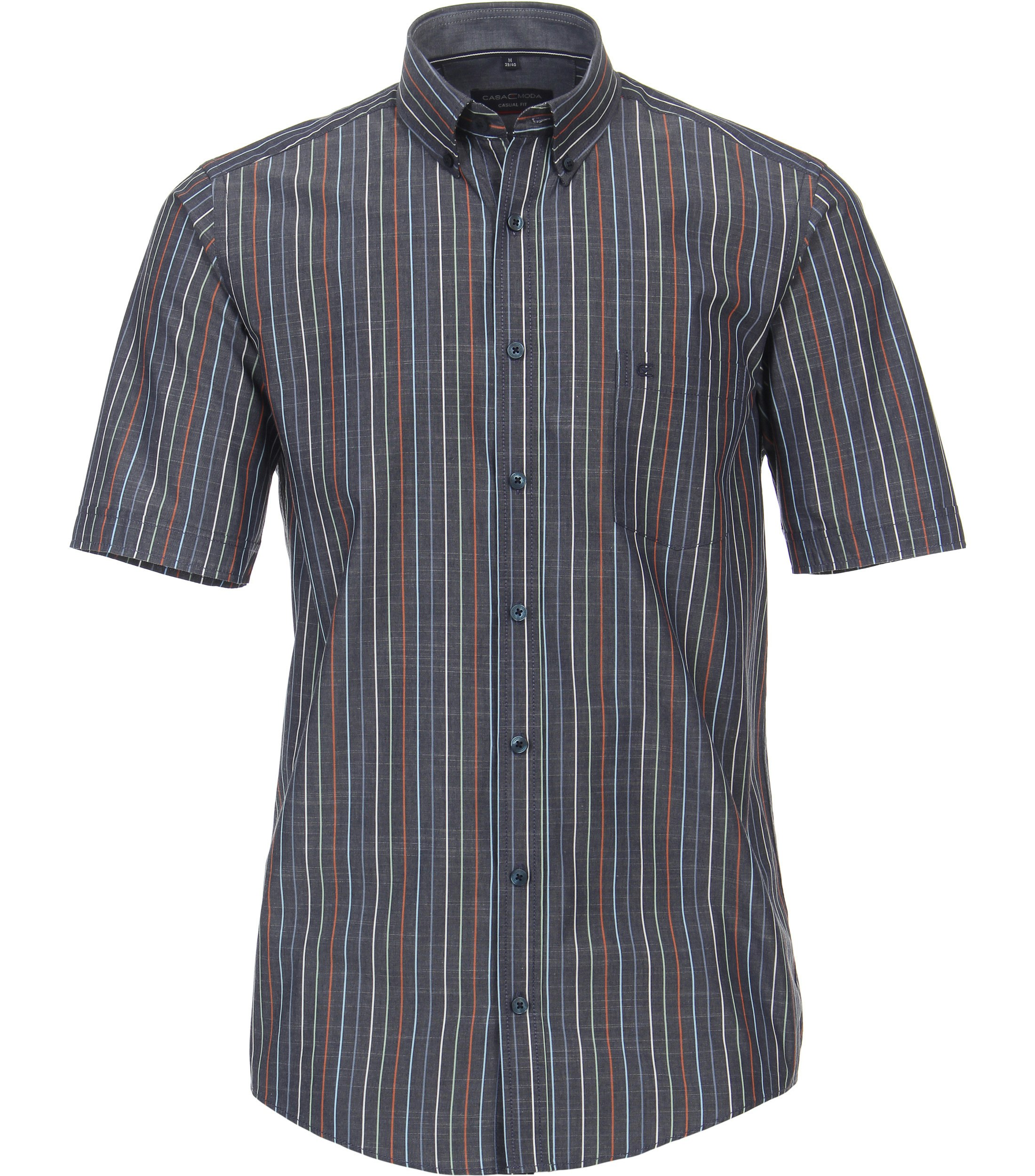 Ein Freizeithemd im gestreift Muster in der Farbe graues Dunkelblau