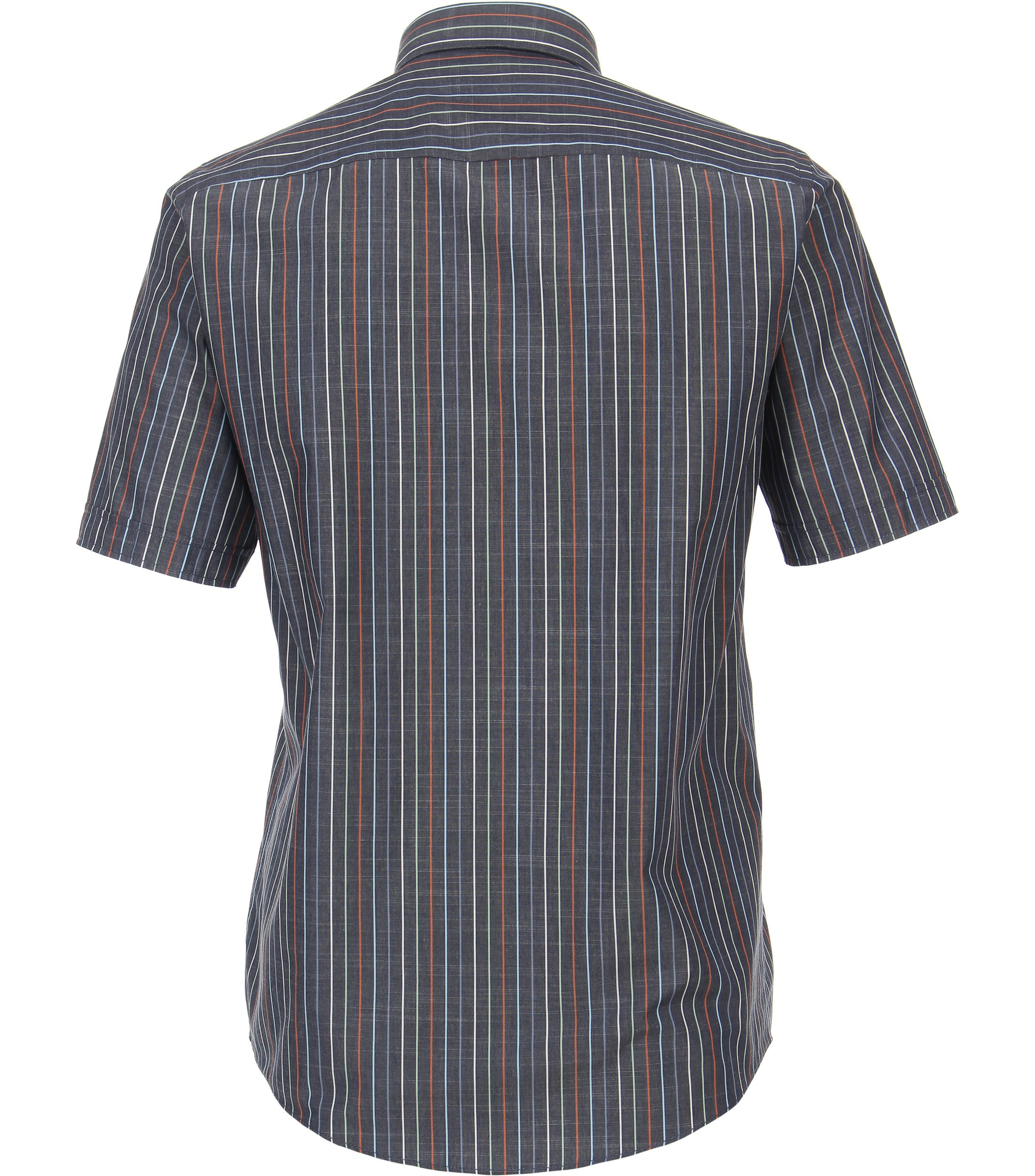 Ein Freizeithemd im gestreift Muster in der Farbe graues Dunkelblau