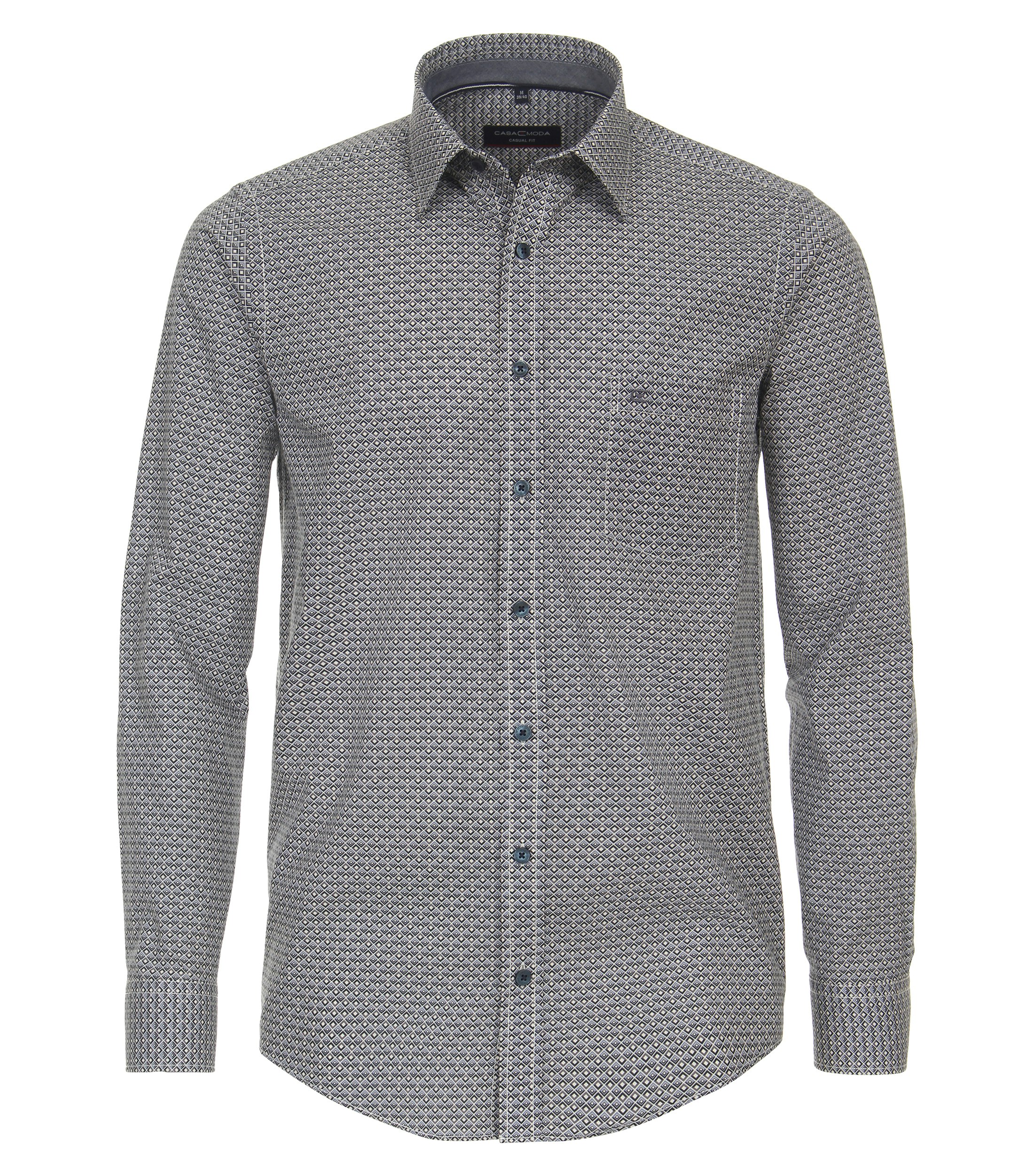 Ein Freizeithemd im Print Muster in der Farbe graues Mittelblau