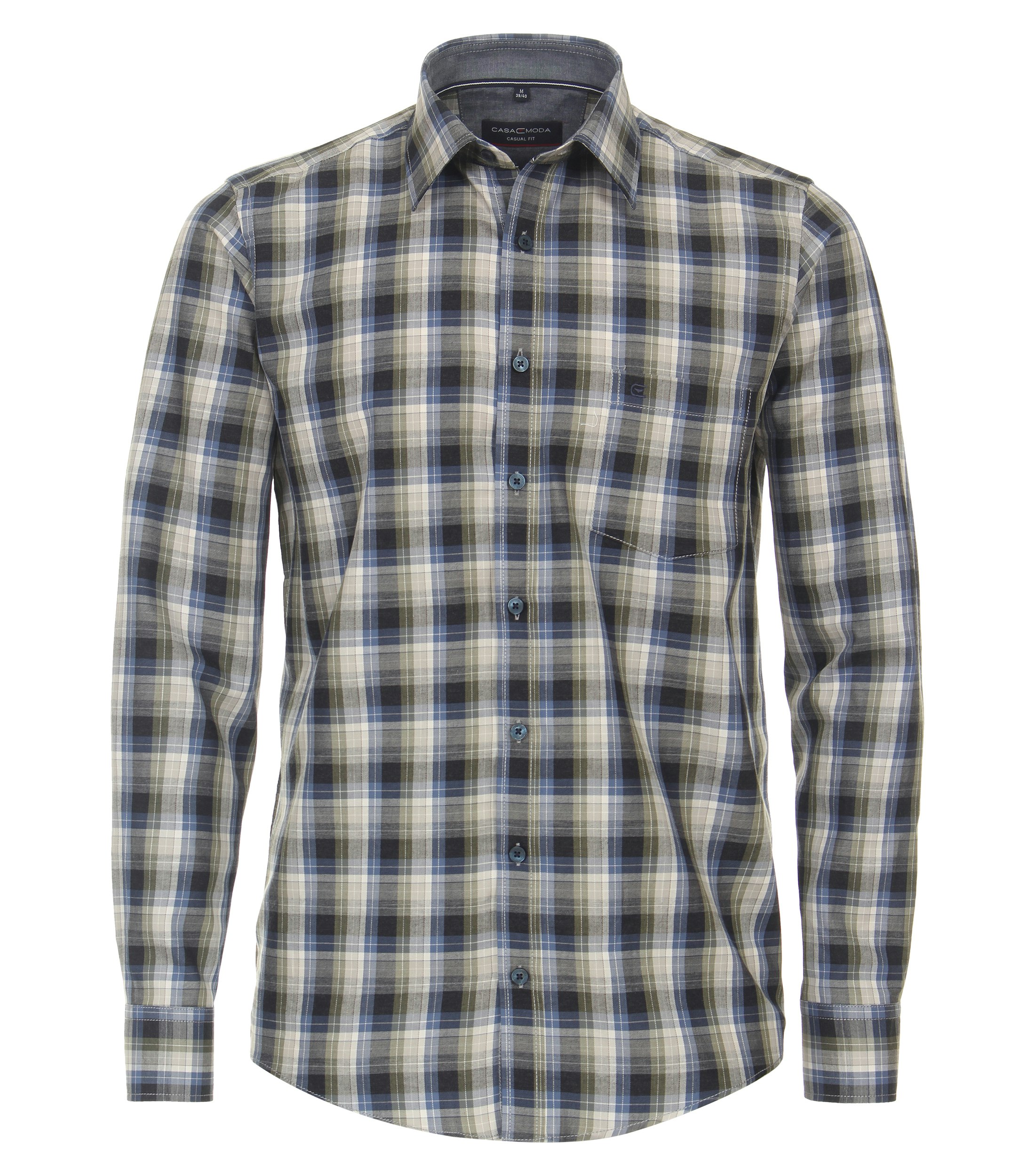Ein Freizeithemd im kariert Muster in der Farbe graues Mittelblau