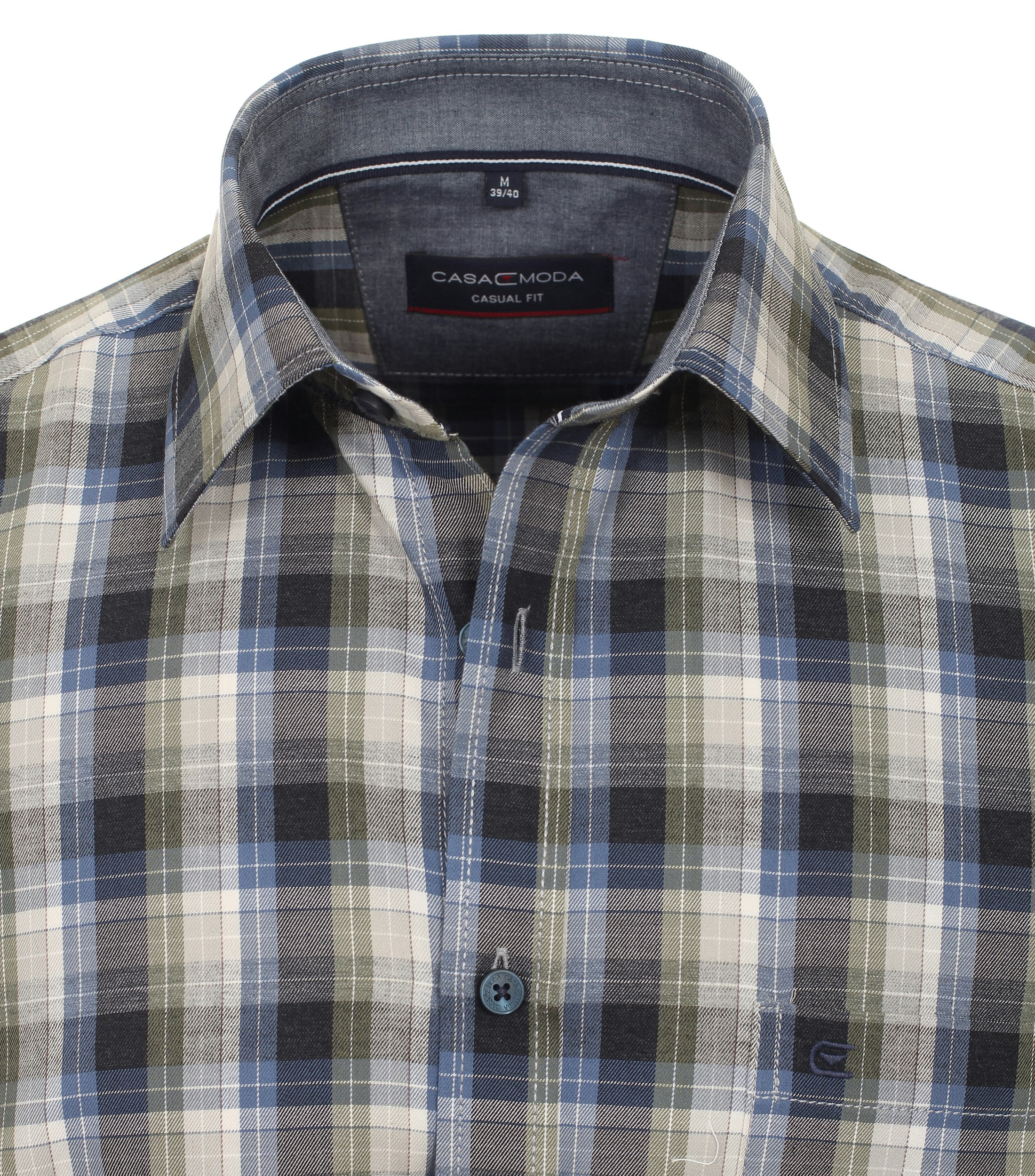 Ein Freizeithemd im kariert Muster in der Farbe graues Mittelblau