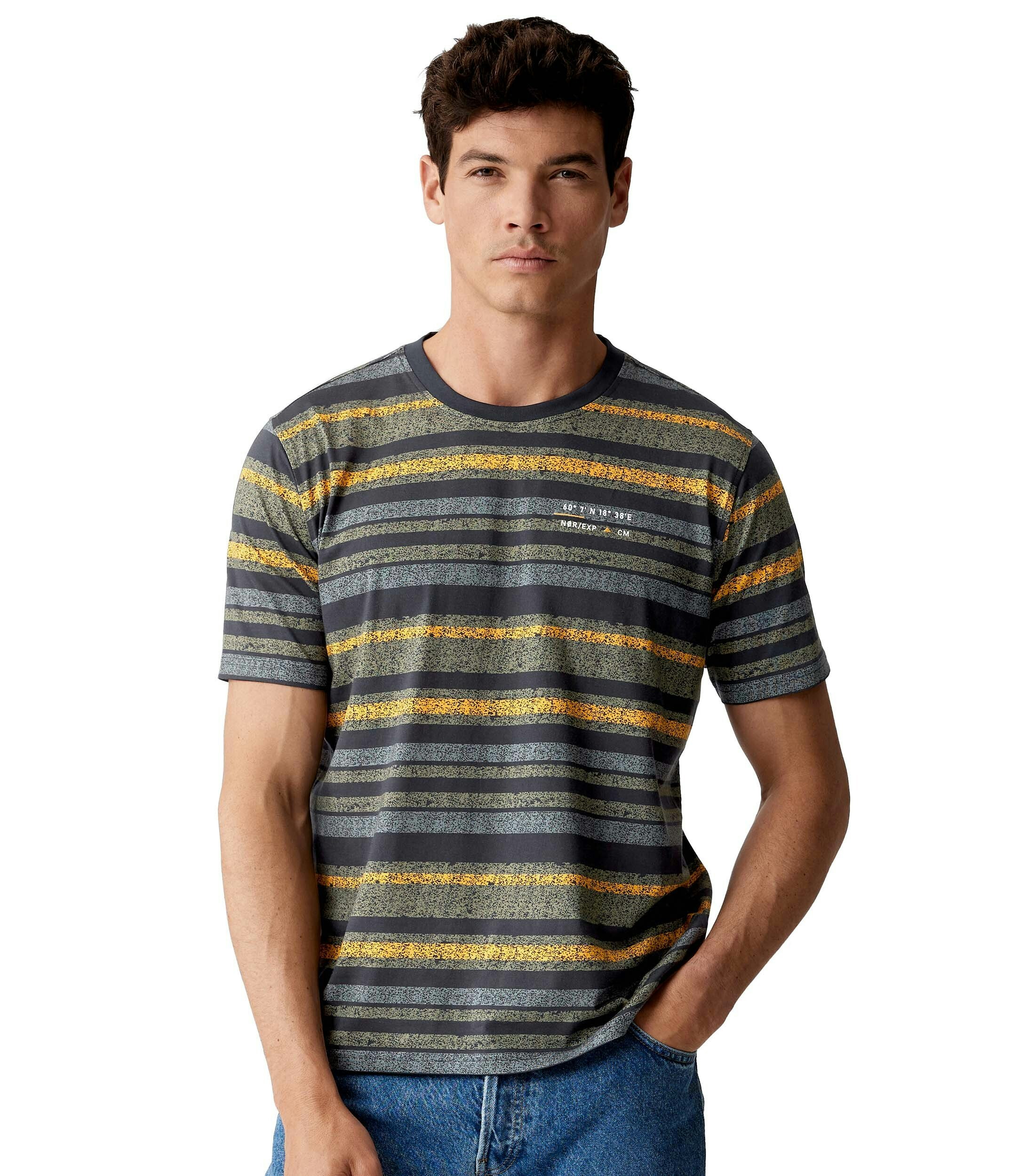 Ein T-Shirt im uni Muster in der Farbe graues Dunkelblau