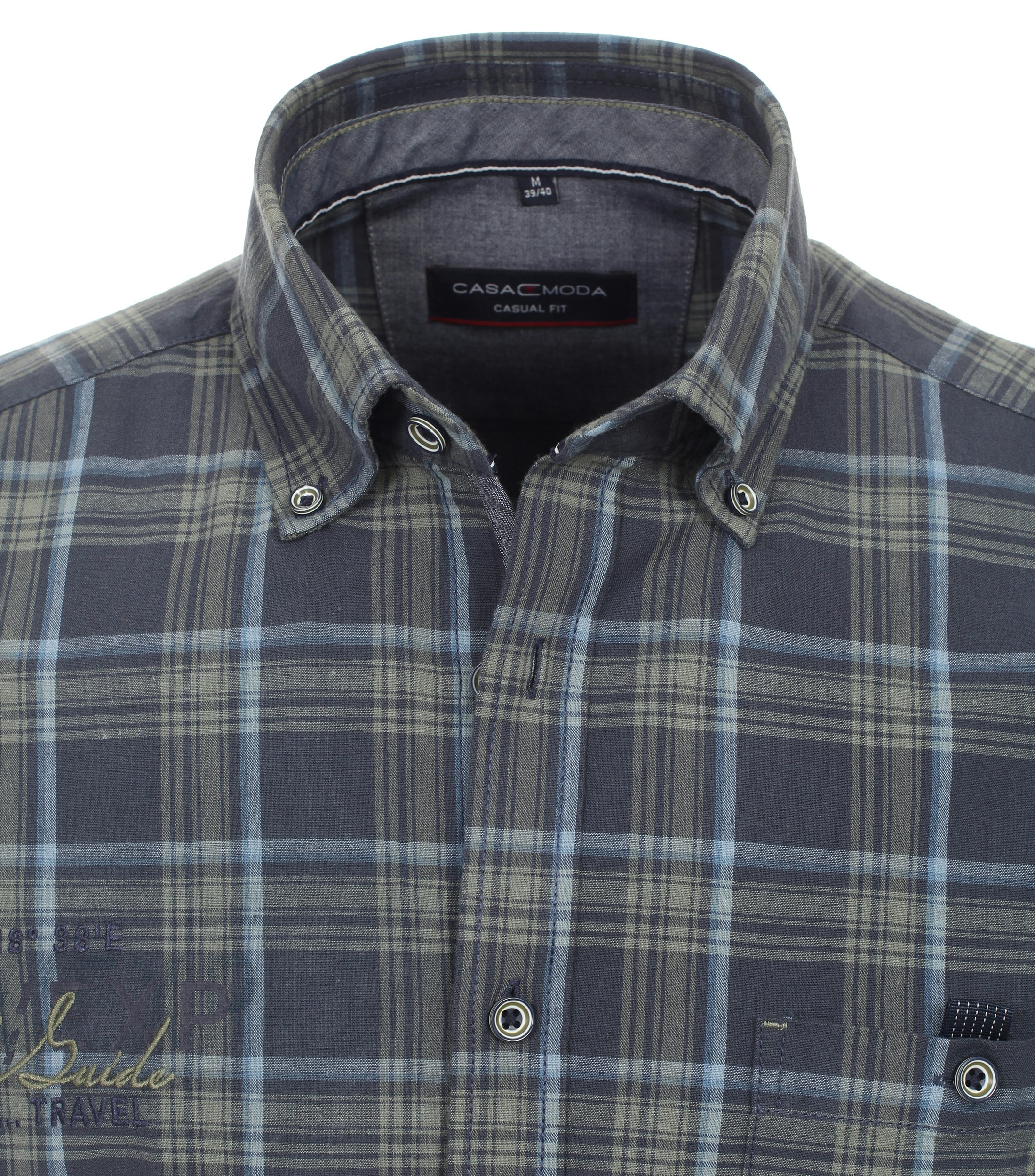 Ein Freizeithemd im kariert Muster in der Farbe graues Dunkelblau