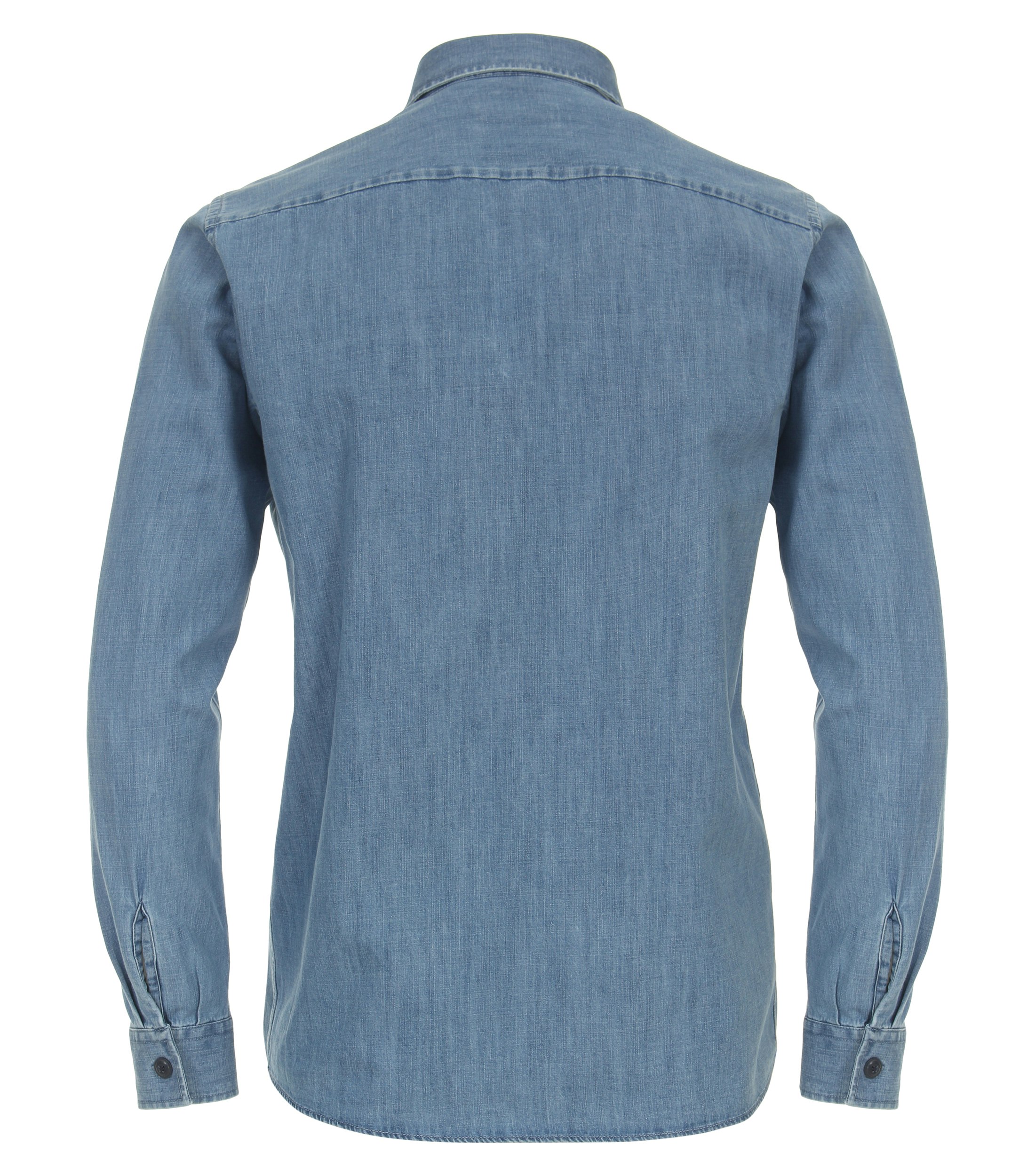 Ein Freizeithemd im uni Muster in der Farbe Mittelblau