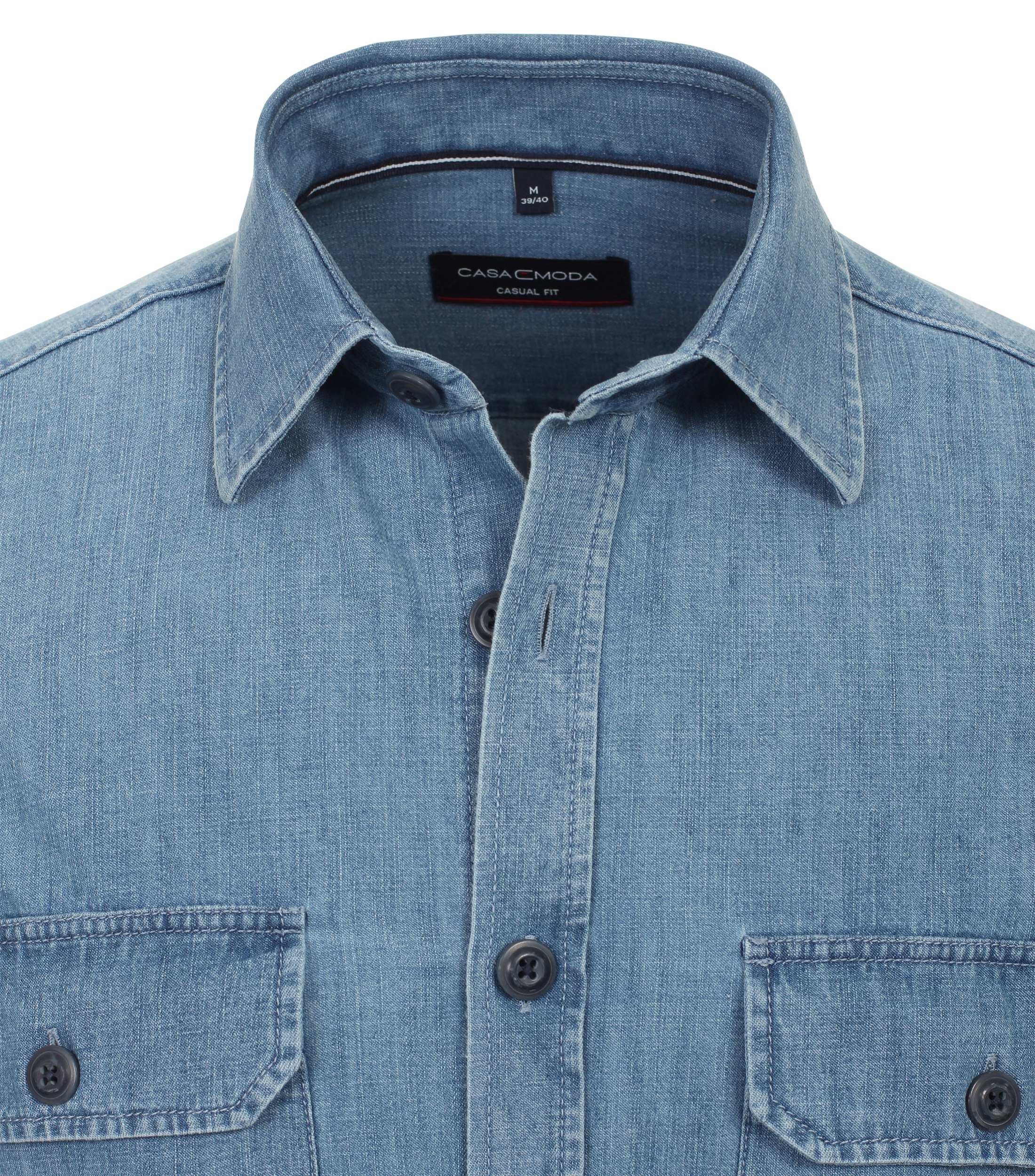 Ein Freizeithemd im uni Muster in der Farbe Mittelblau