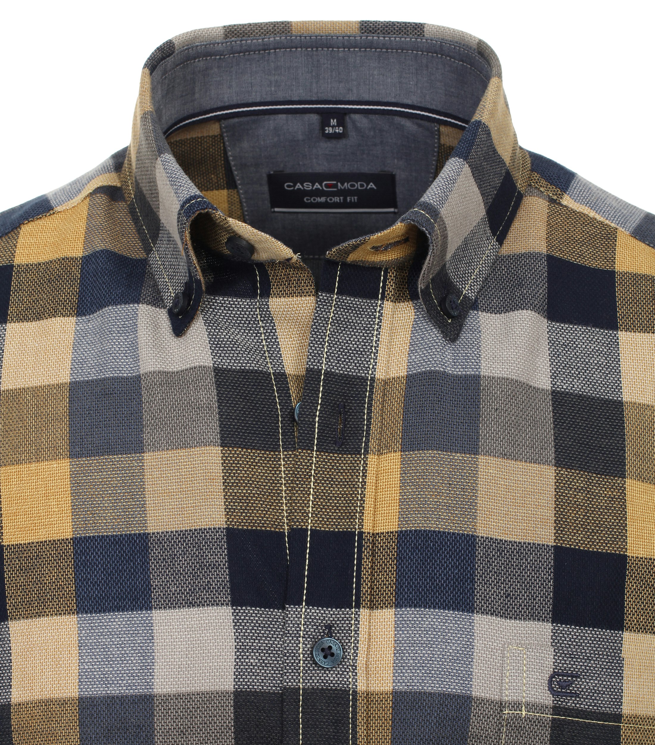 Ein Freizeithemd im kariert Muster in der Farbe Senfgelb