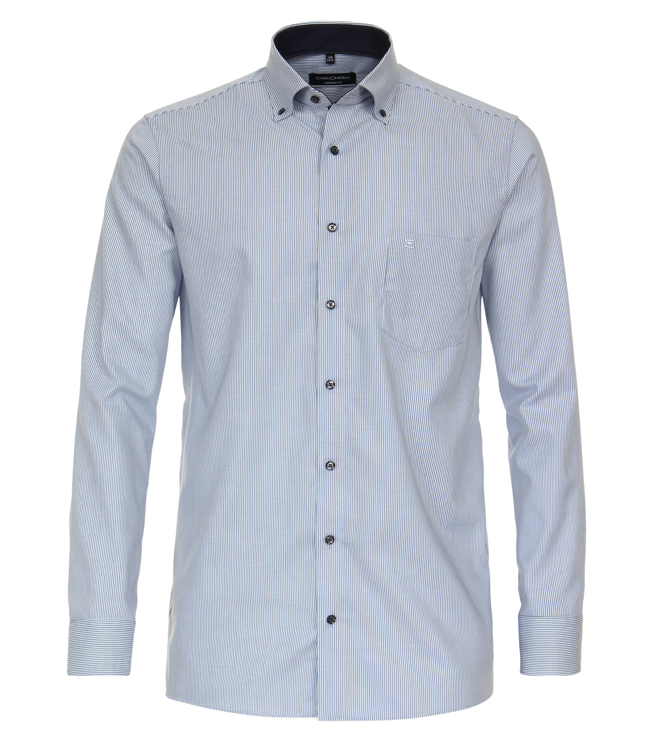 Ein Businesshemd im gestreift Muster in der Farbe Dunkelblau