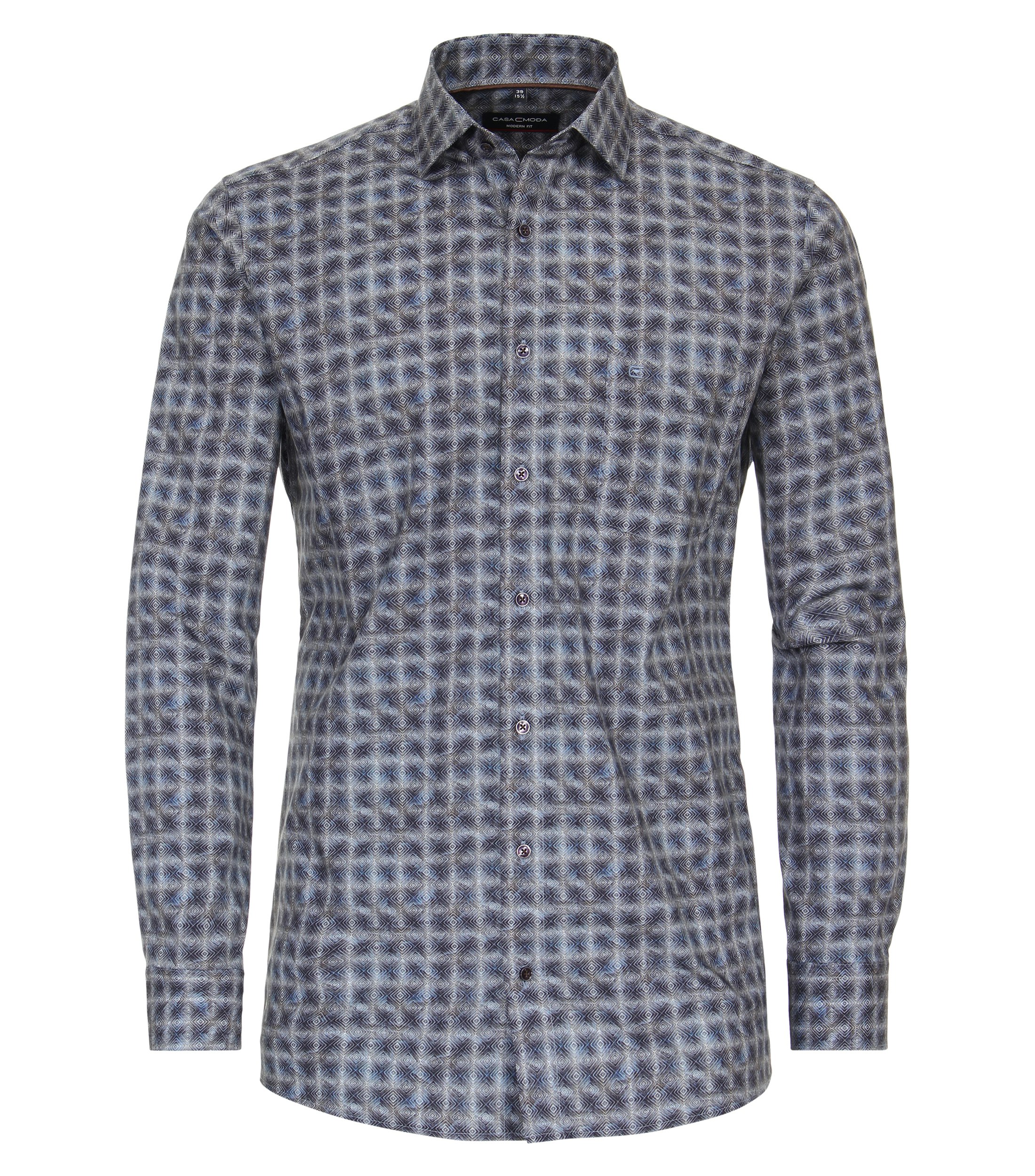 Ein Businesshemd im Print Muster in der Farbe dunkles Mittelblau