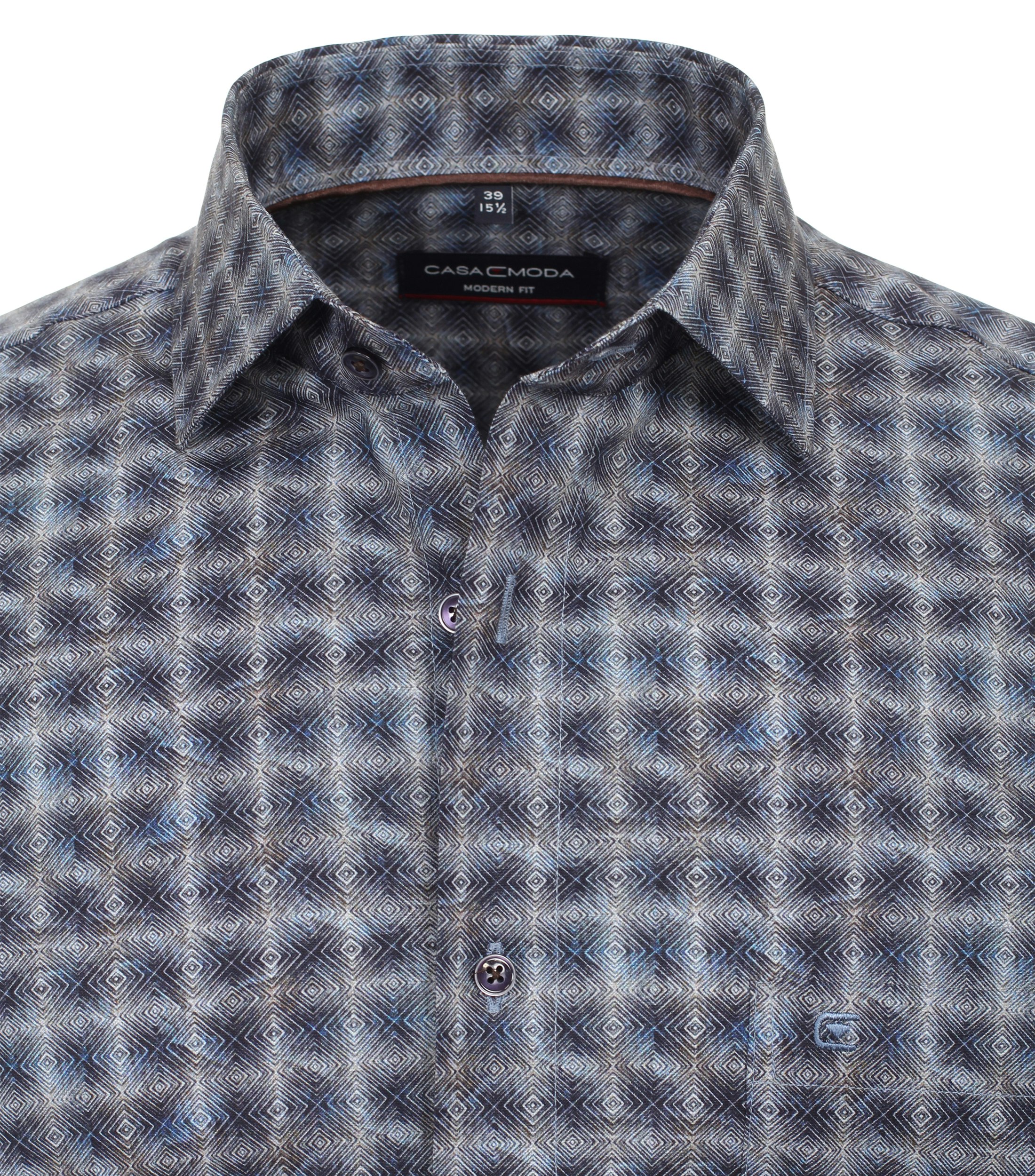 Ein Businesshemd im Print Muster in der Farbe dunkles Mittelblau
