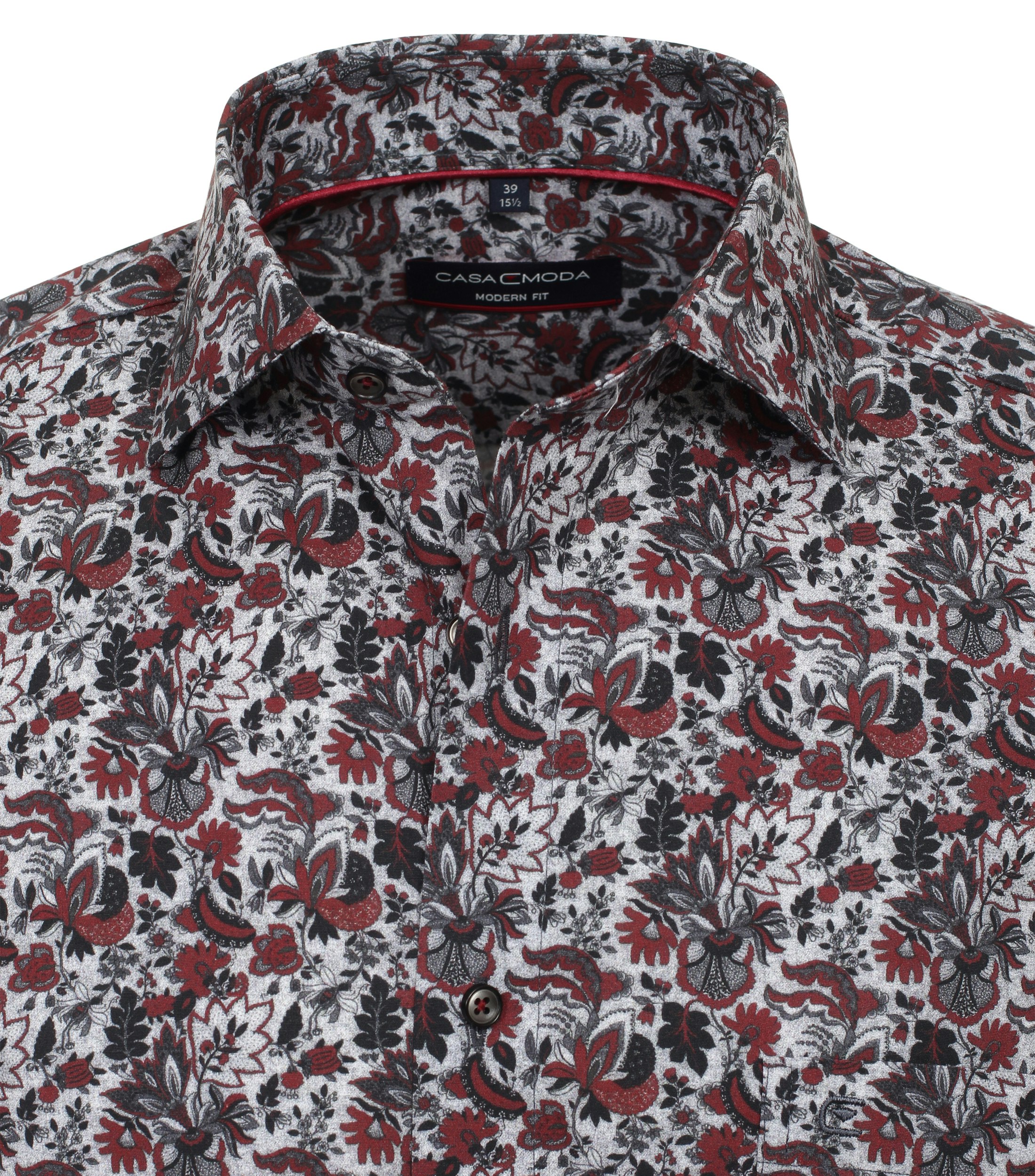Ein Businesshemd im Print Muster in der Farbe Dunkelrot