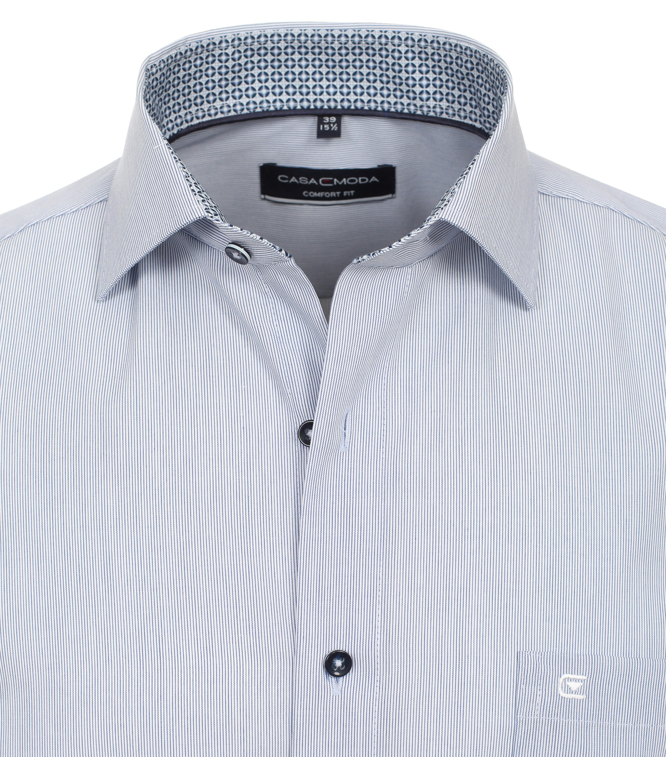 Ein Businesshemd im gestreift Muster in der Farbe Mittelblau