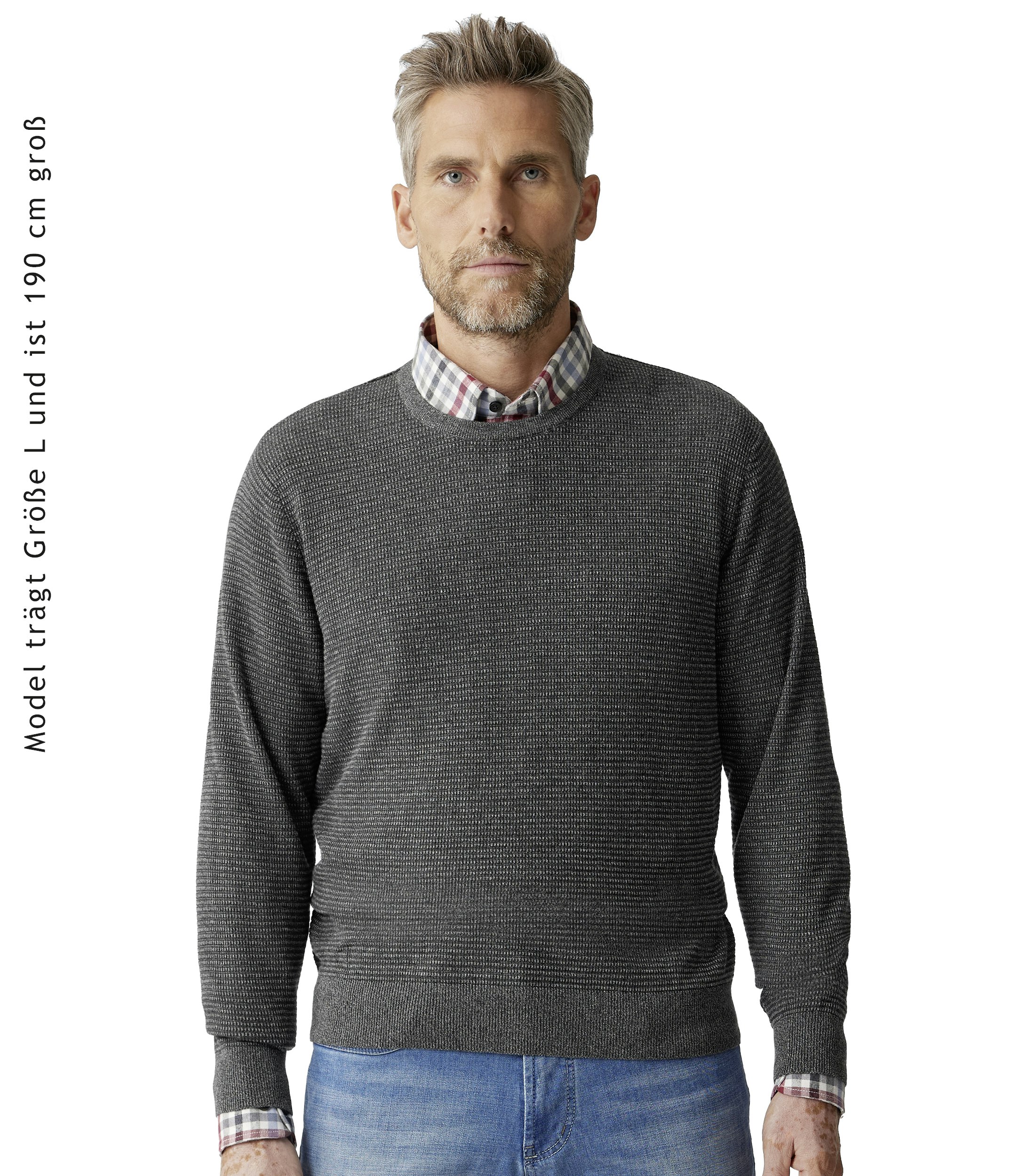 Ein Pullover im uni Muster in der Farbe Grau