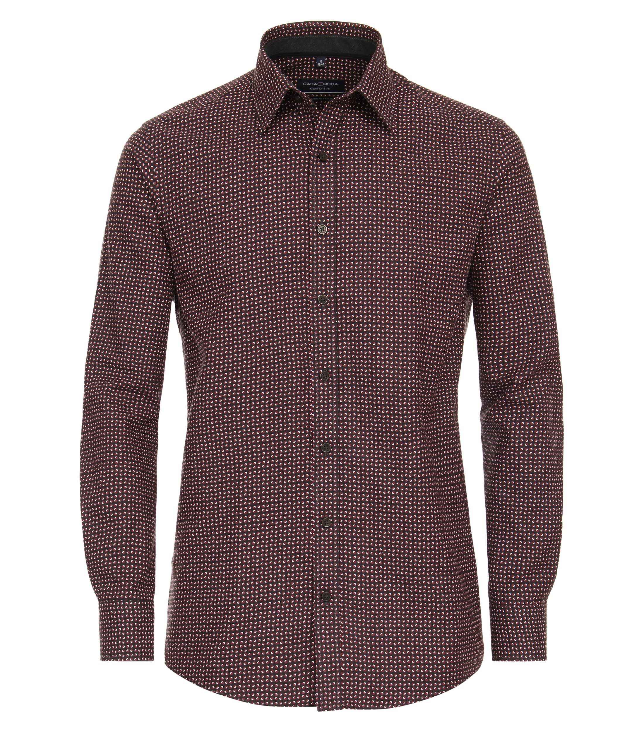 Ein Freizeithemd im Print Muster in der Farbe Dunkelrot