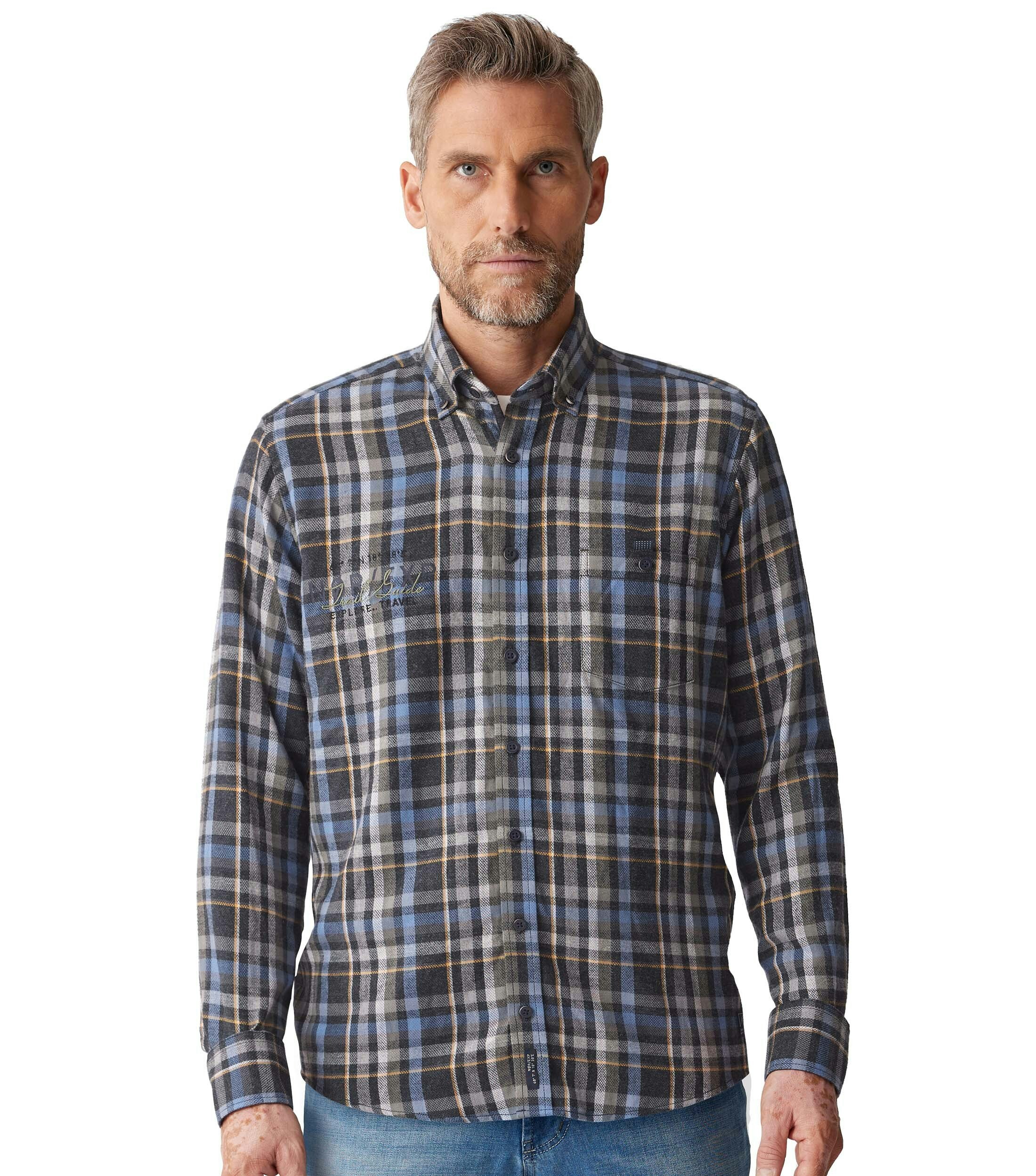 Ein Freizeithemd im kariert Muster in der Farbe Dunkelgrau