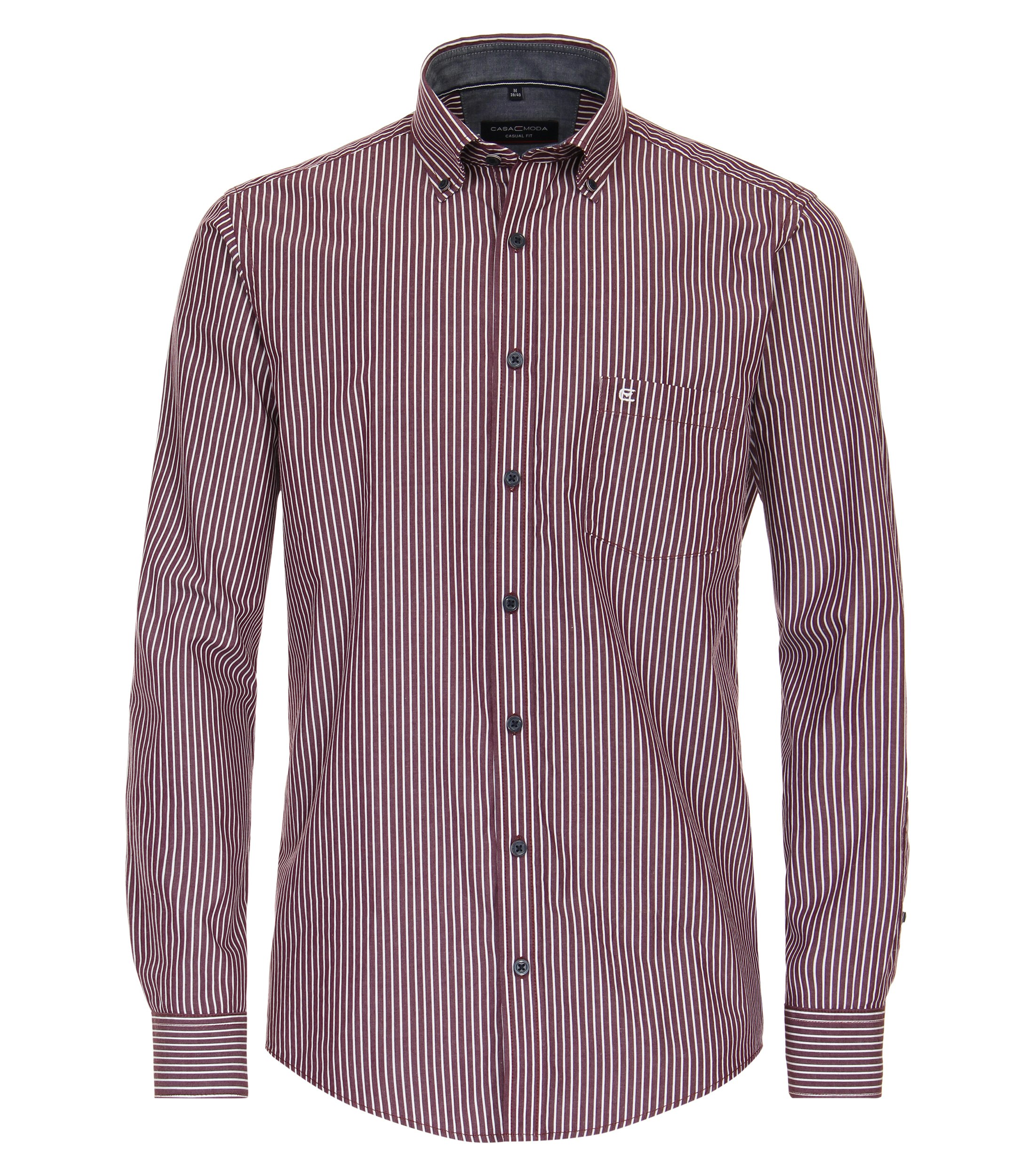 Ein Freizeithemd im gestreift Muster in der Farbe Dunkelrot