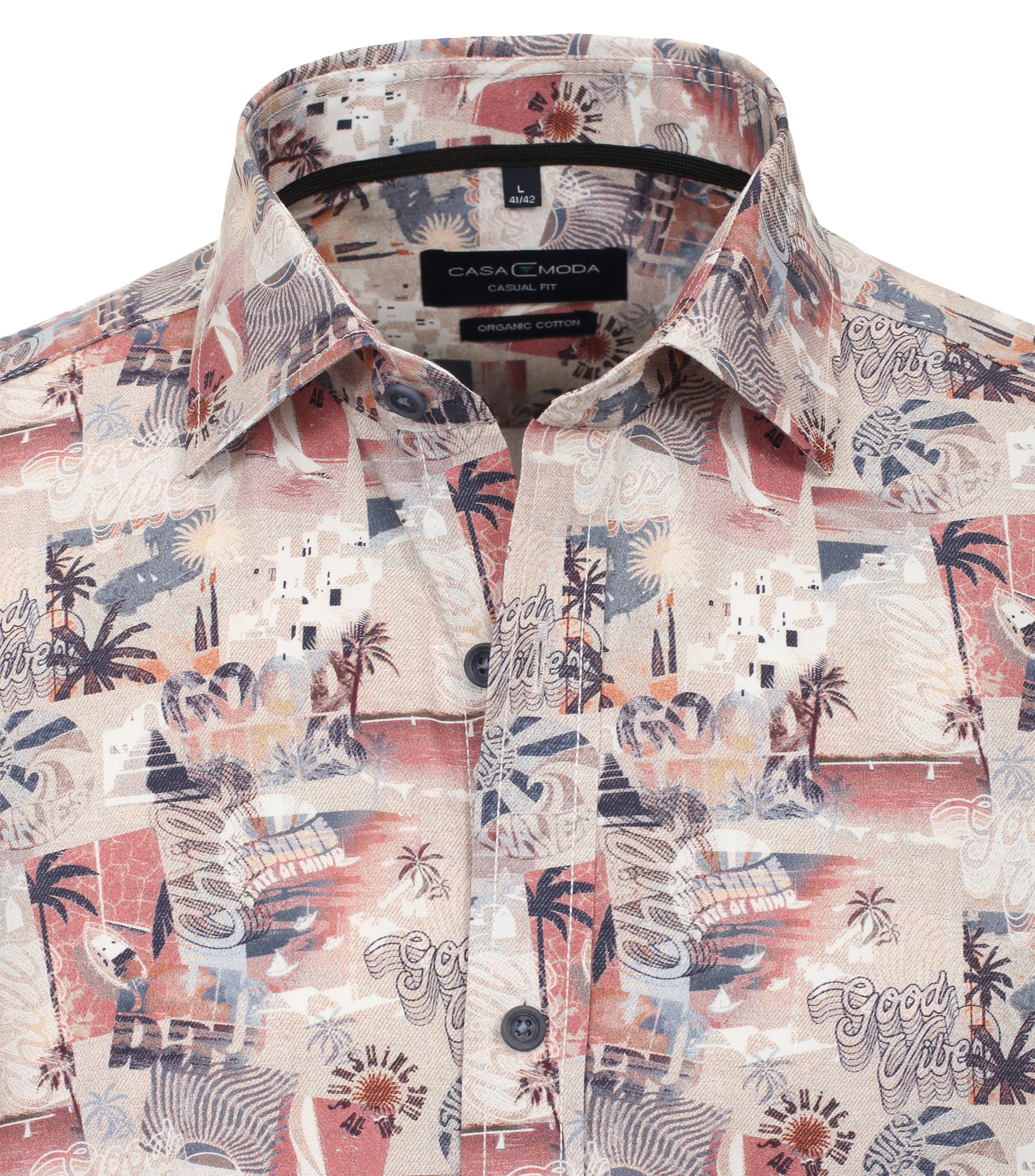 Ein Freizeithemd im Print Muster in der Farbe Mittelrot