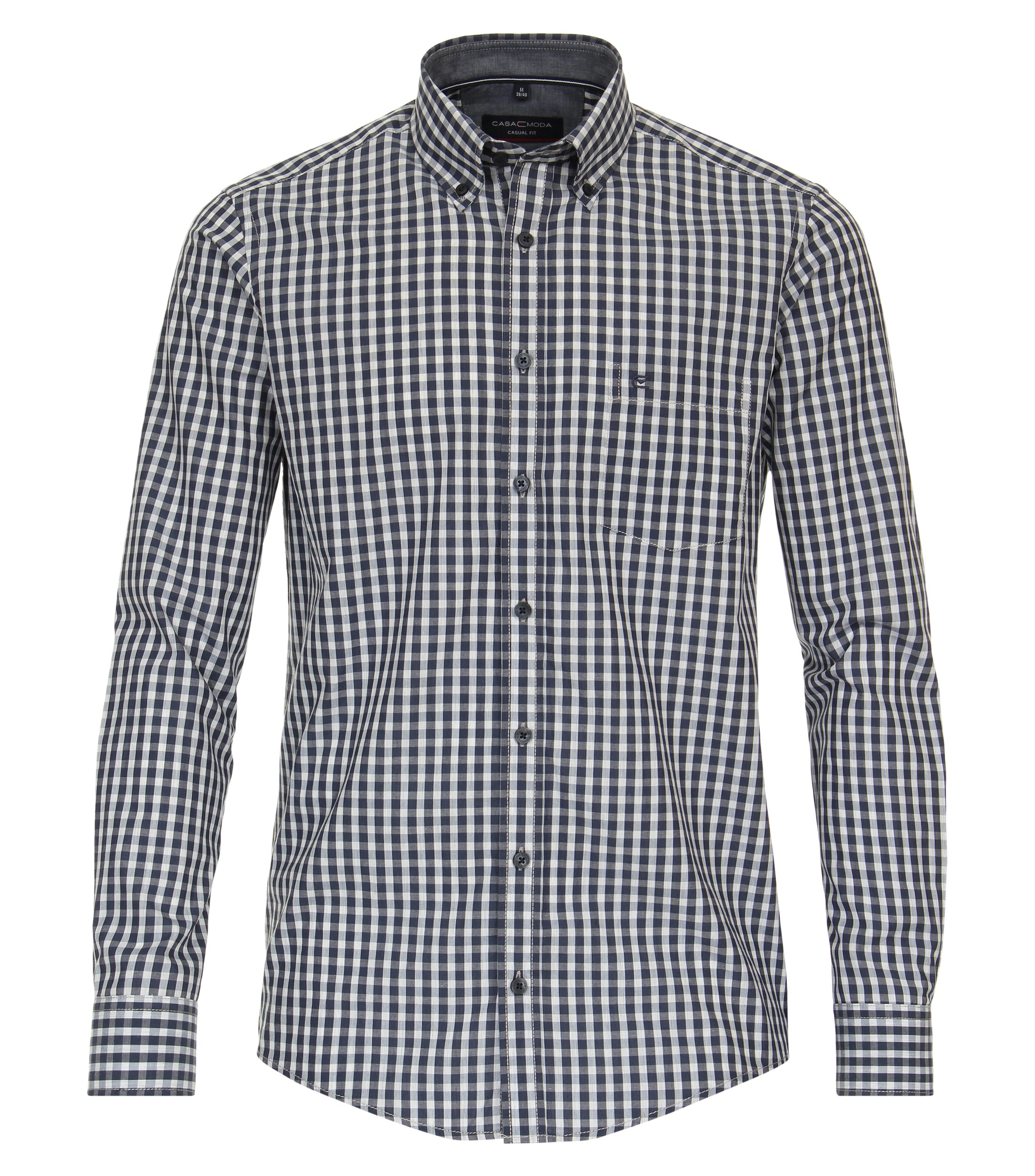 Ein Freizeithemd im kariert Muster in der Farbe graues Dunkelblau