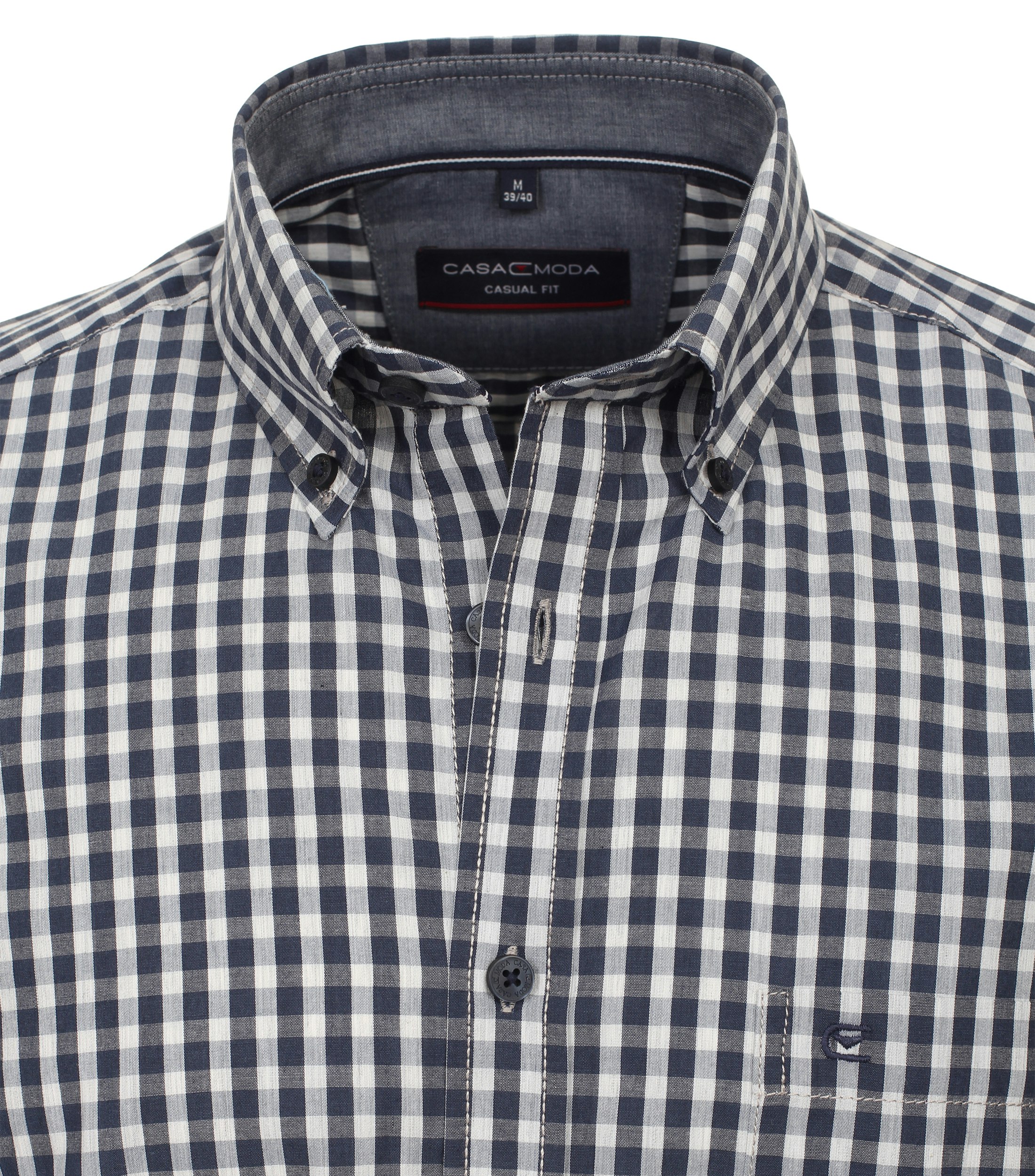 Ein Freizeithemd im kariert Muster in der Farbe graues Dunkelblau