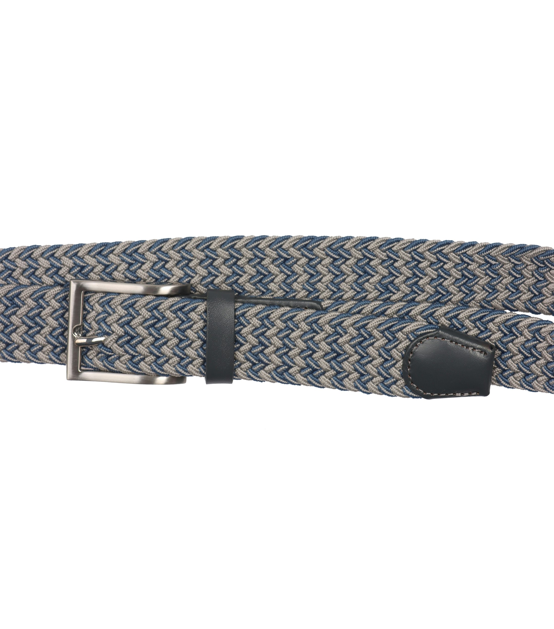 Ein Gürtel im uni Muster in der Farbe graues Mittelblau