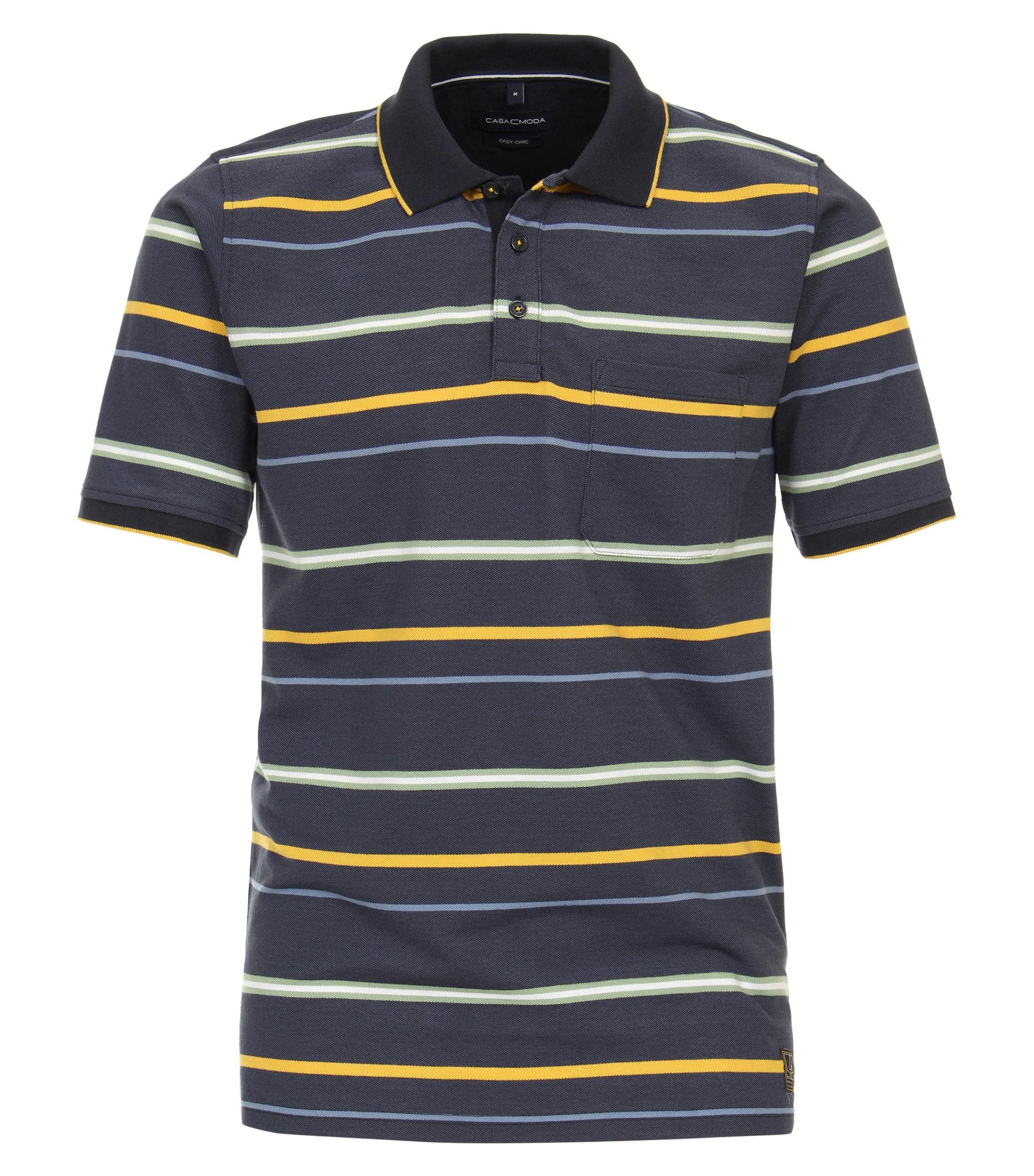 Ein Polo-Shirt im gestreift Muster in der Farbe Dunkelblau