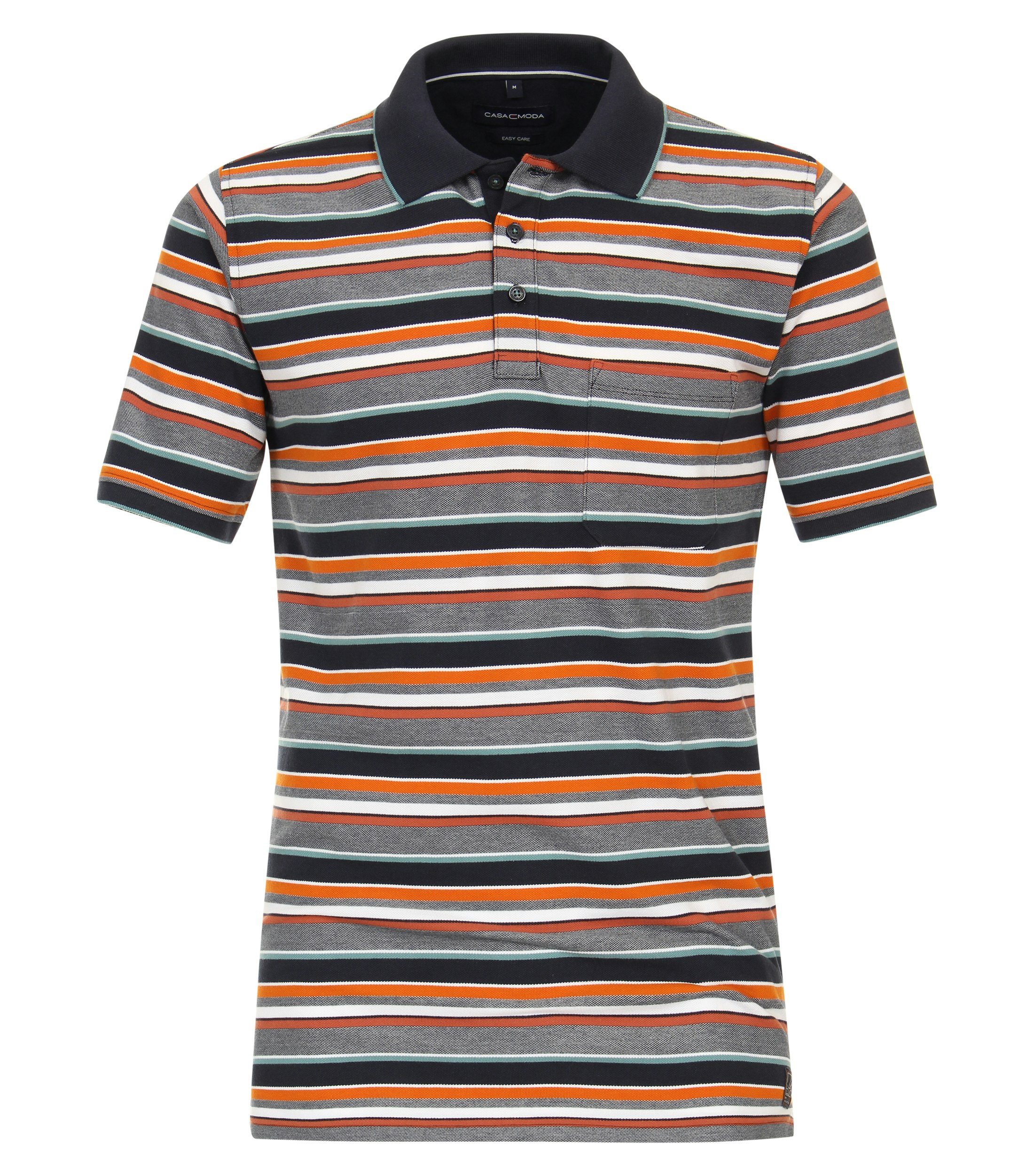 Ein Polo-Shirt im gestreift Muster in der Farbe Orange