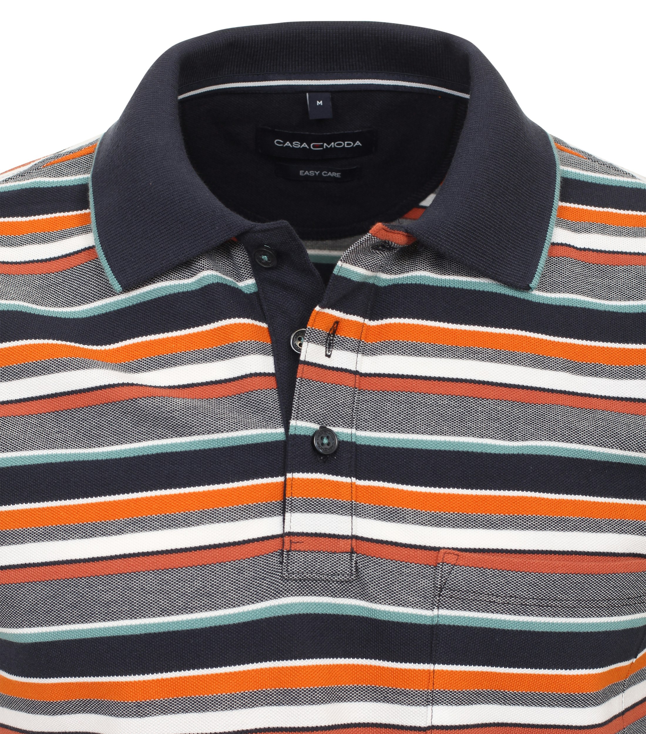 Ein Polo-Shirt im gestreift Muster in der Farbe Orange