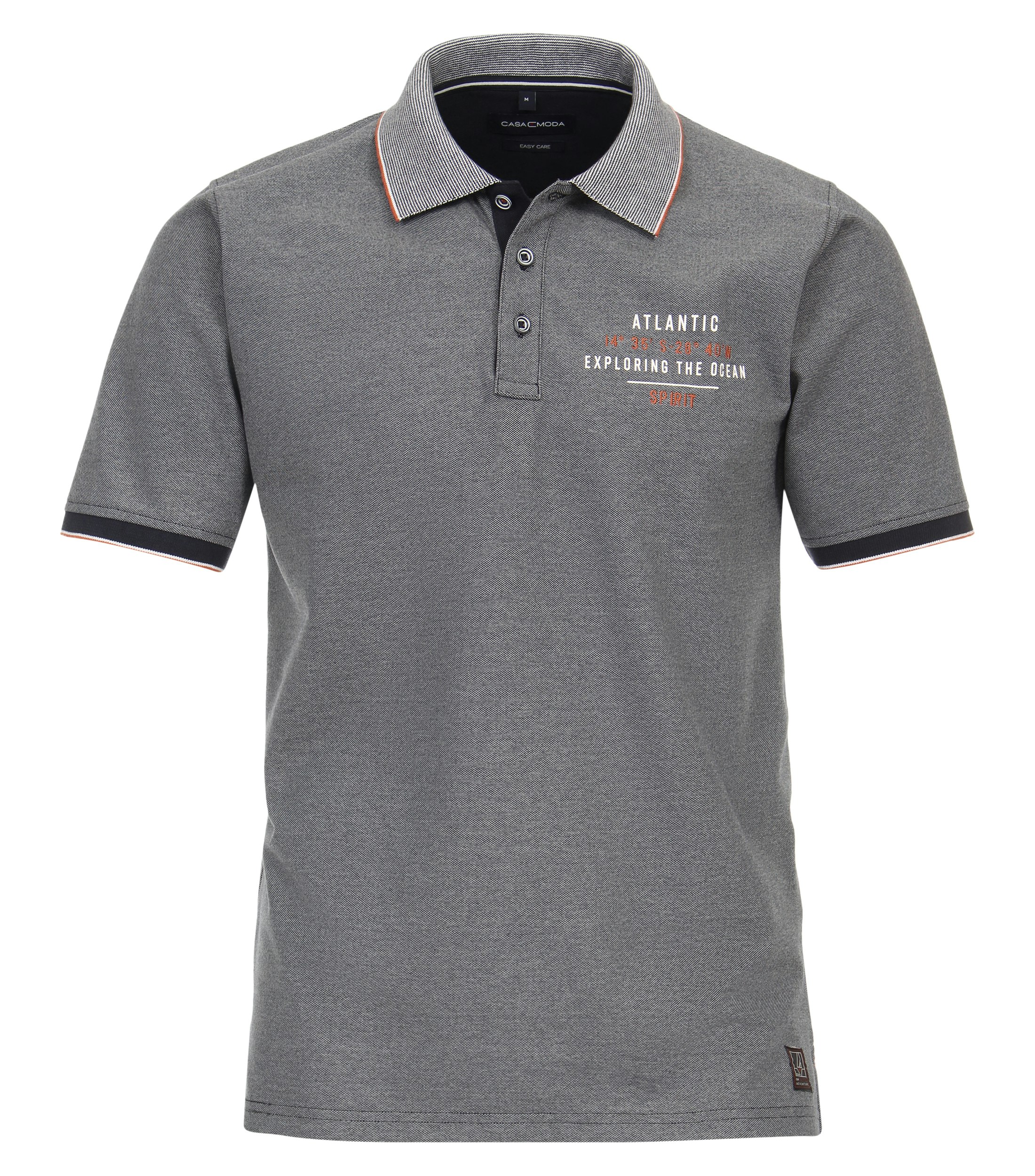 Ein Polo-Shirt im uni Muster in der Farbe graues Mittelblau