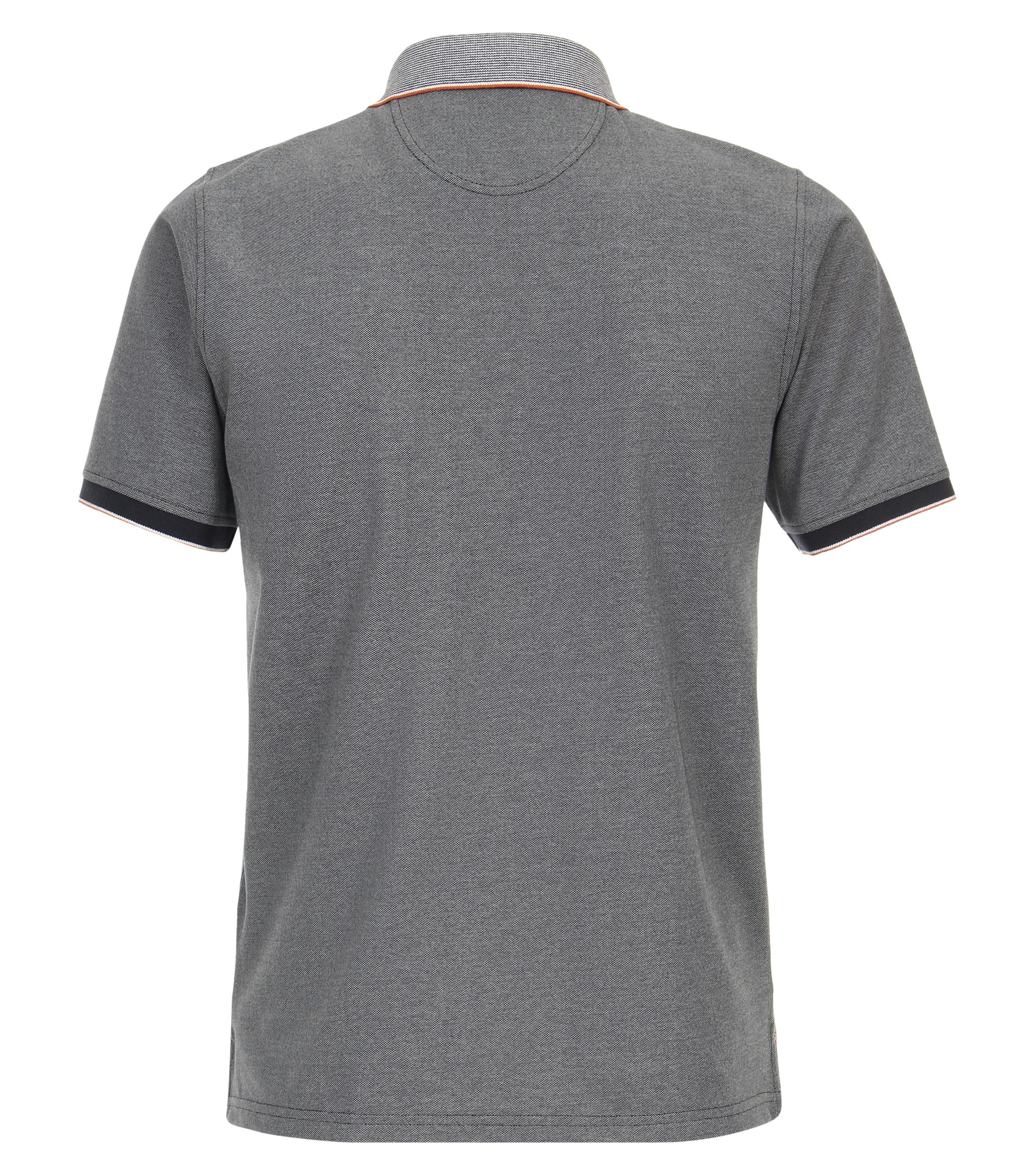 Ein Polo-Shirt im uni Muster in der Farbe graues Mittelblau