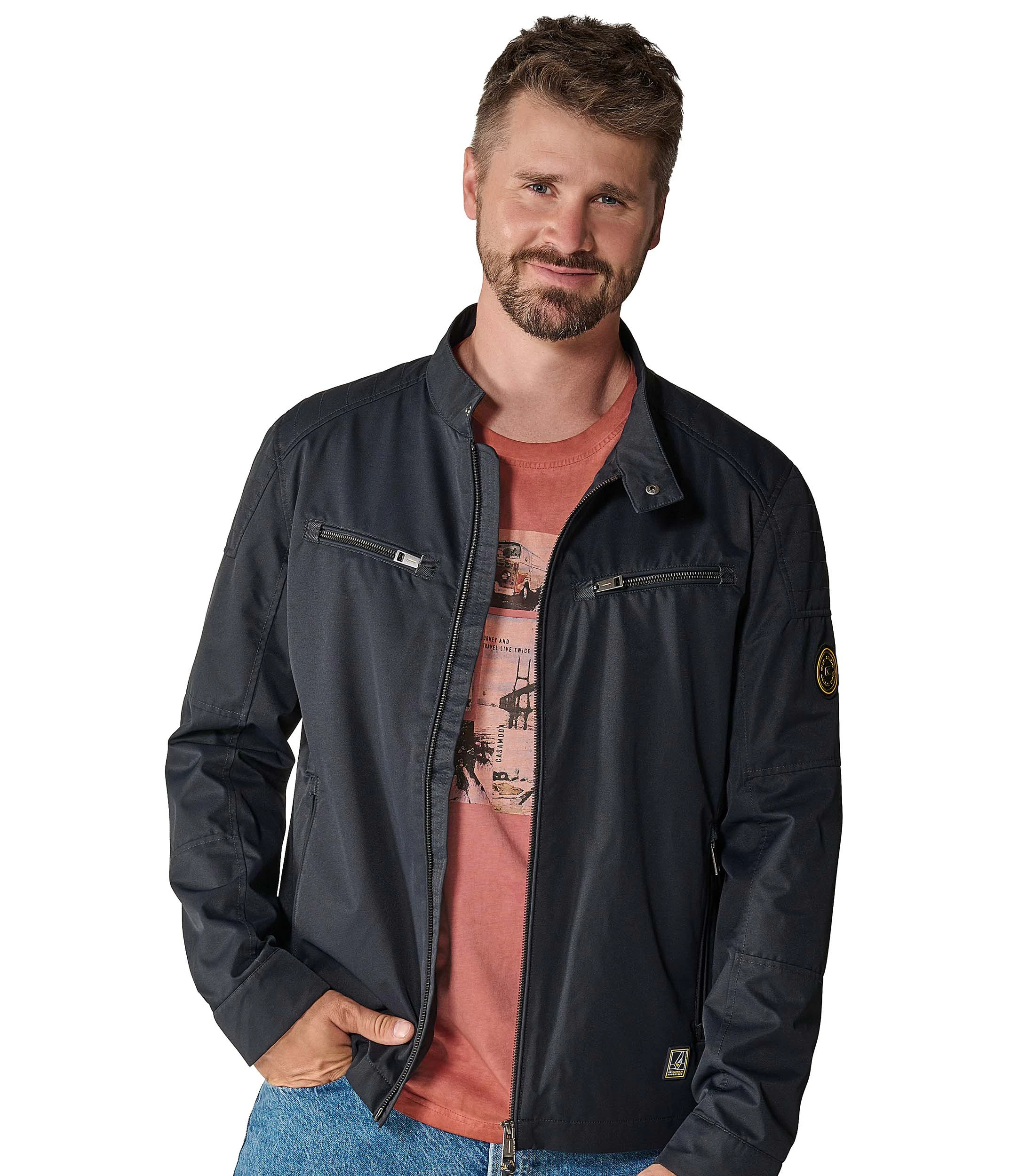 Jacke im unifarbenen Design in der Farbe Dunkelblau