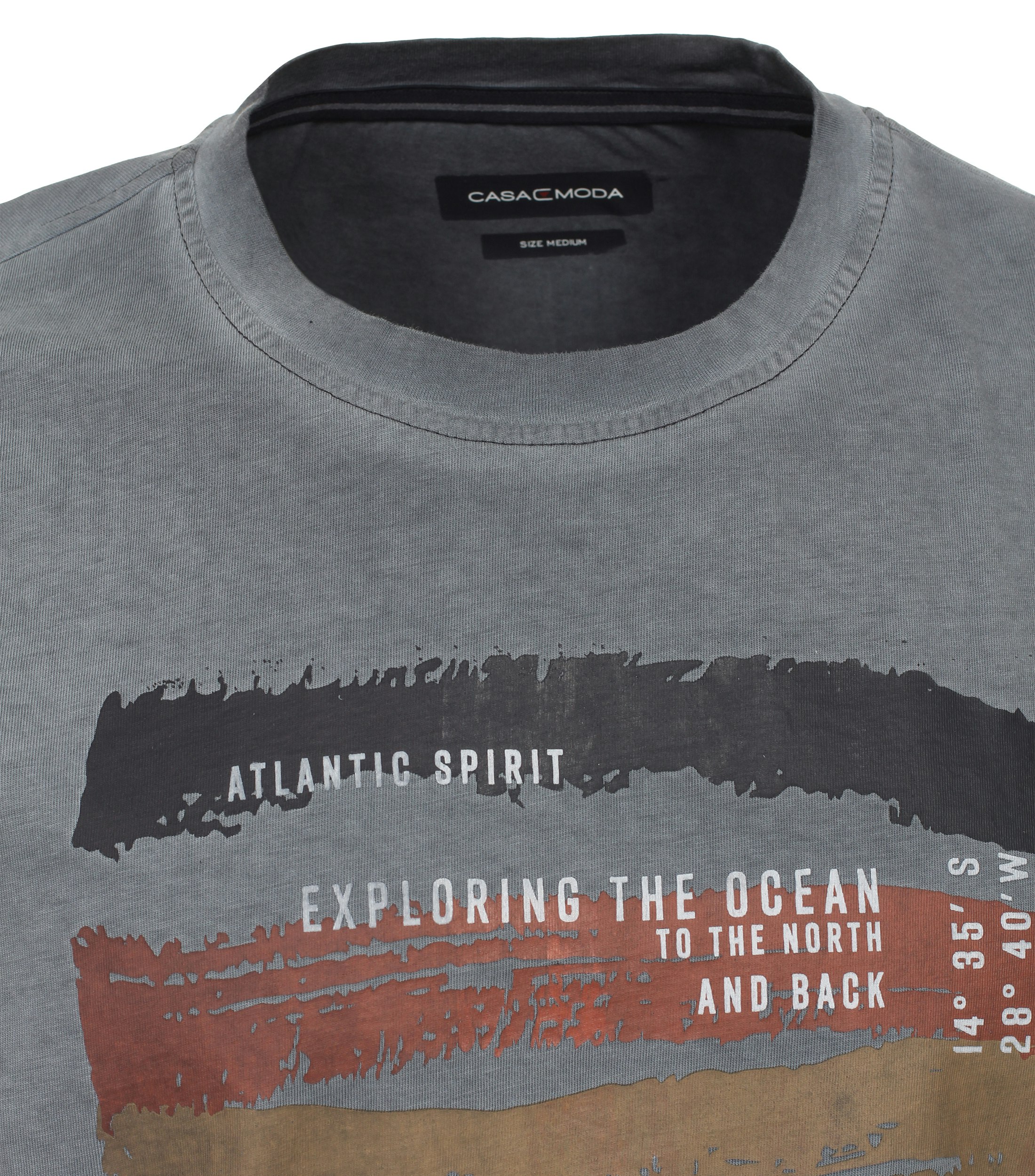 Ein T-Shirt im Print Muster in der Farbe graues Mittelblau