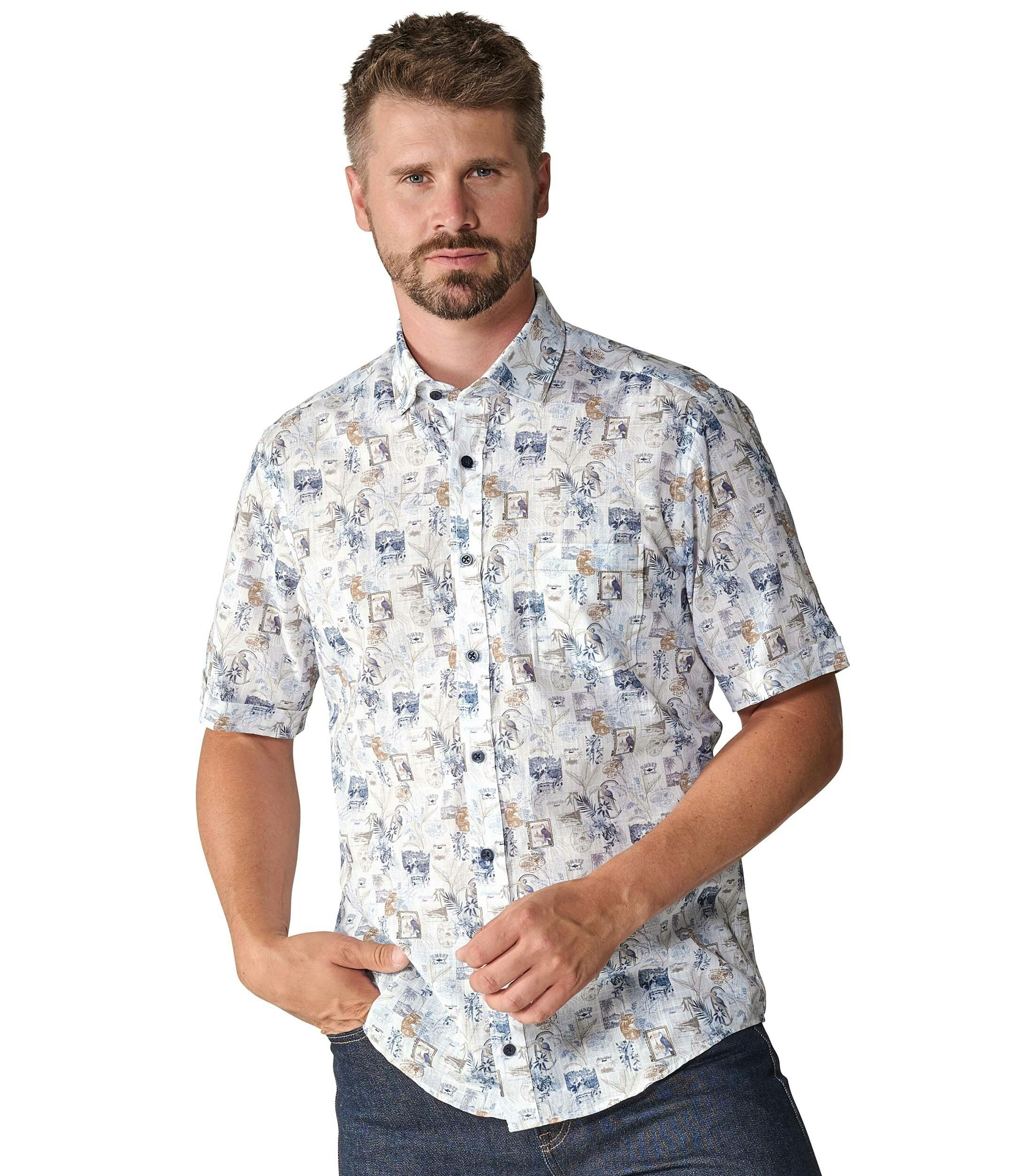 Ein Freizeithemd im Print Muster in der Farbe Mittelblau