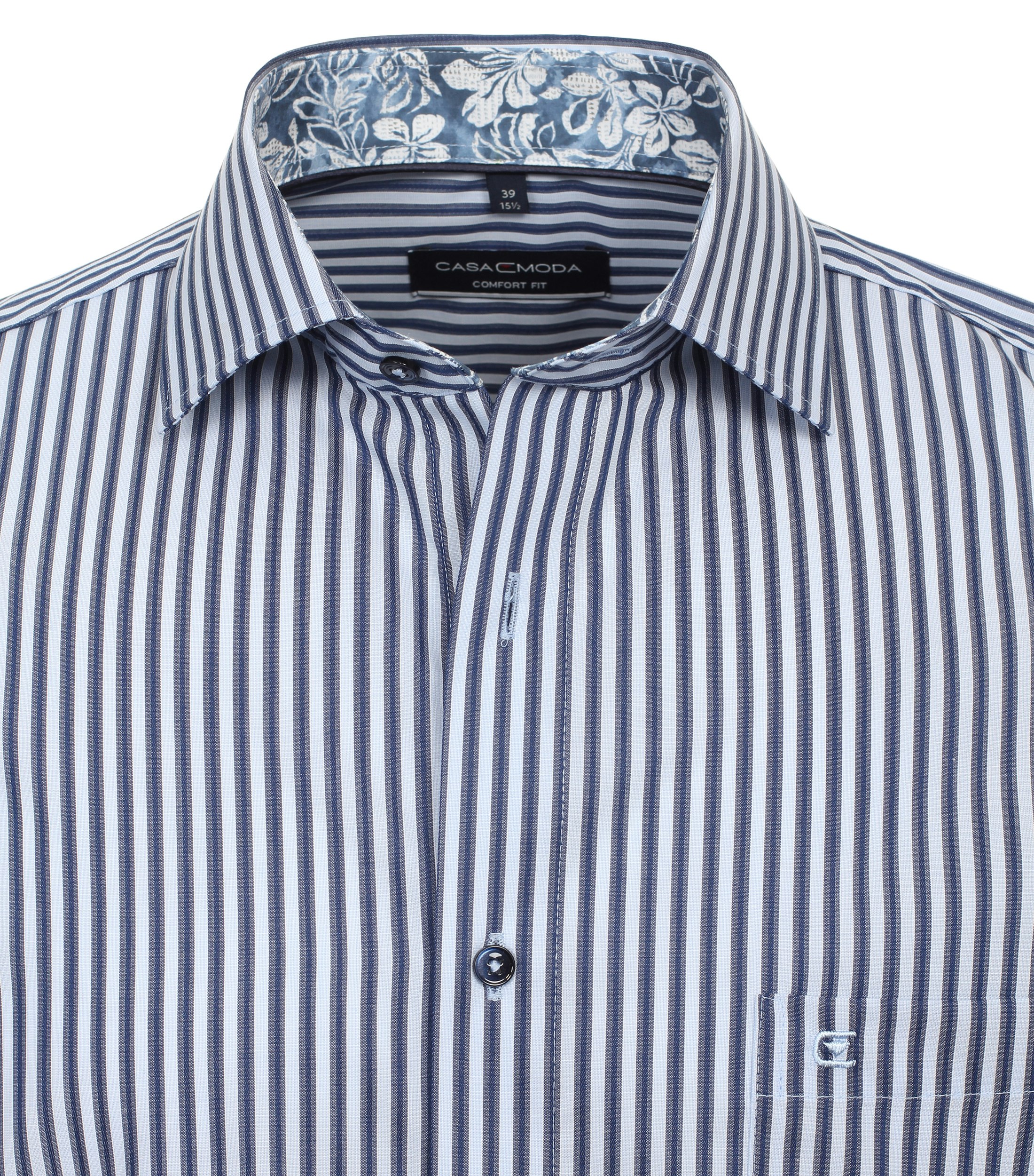 Ein Businesshemd im gestreift Muster in der Farbe Mittelblau
