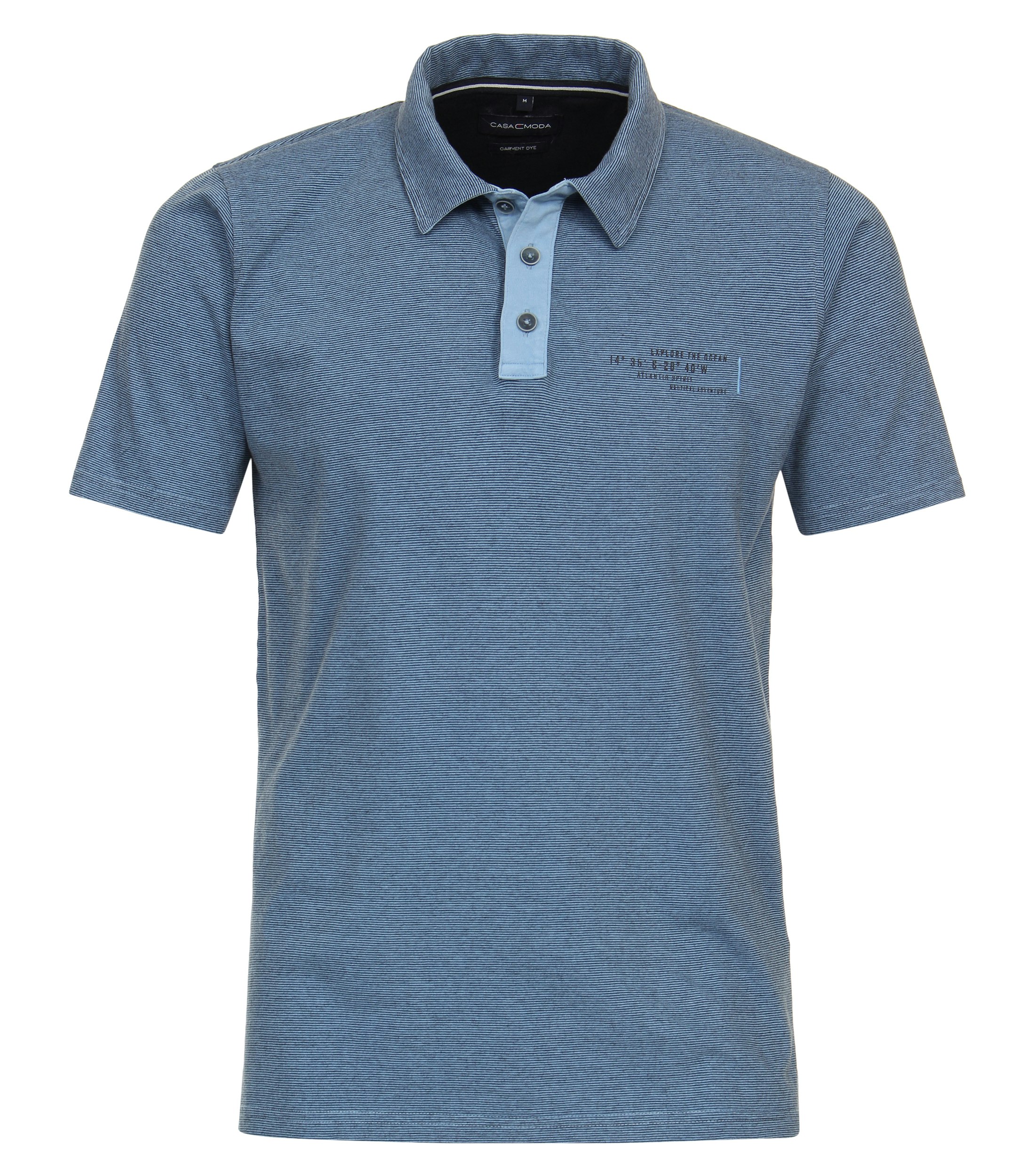 Ein Polo-Shirt im gestreift Muster in der Farbe Mittelblau