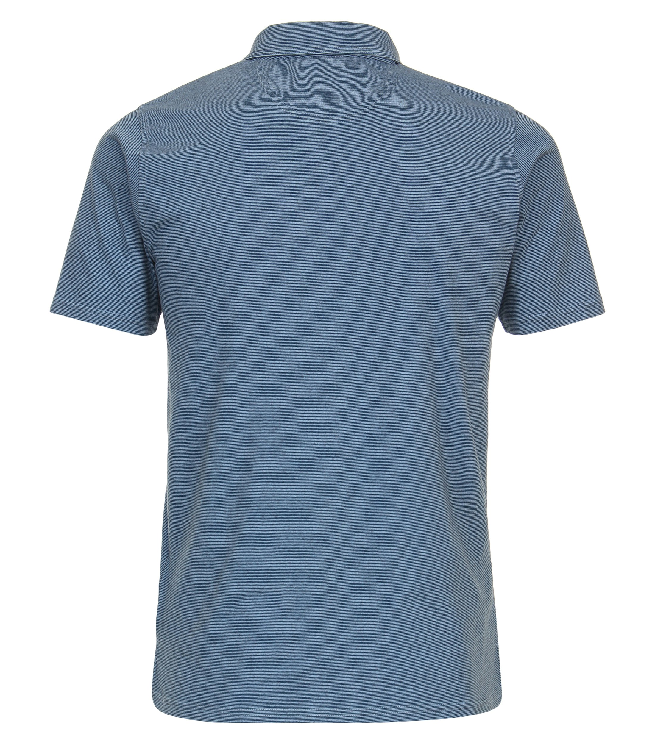 Ein Polo-Shirt im gestreift Muster in der Farbe Mittelblau