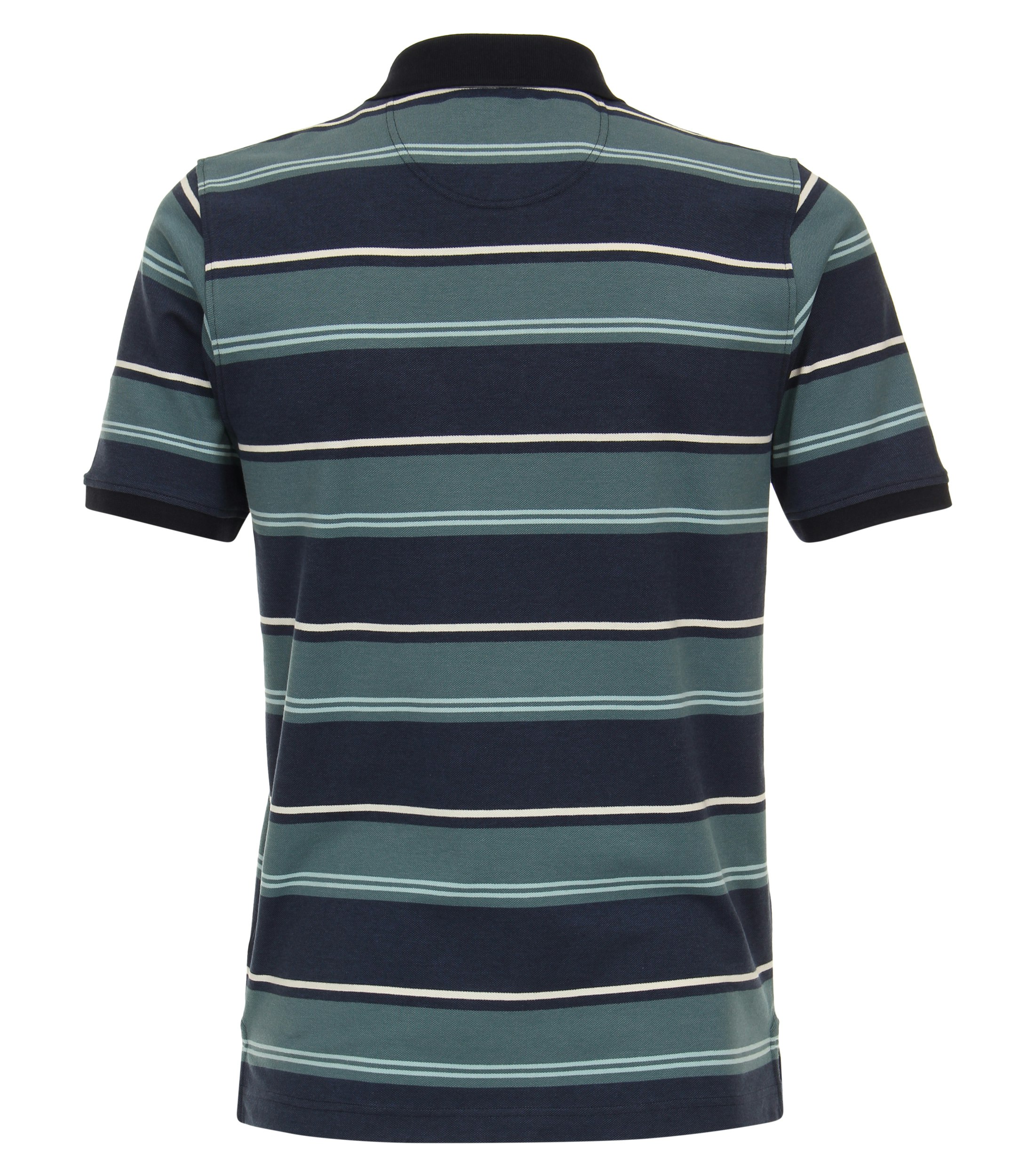 Ein Polo-Shirt im gestreift Muster in der Farbe Türkis