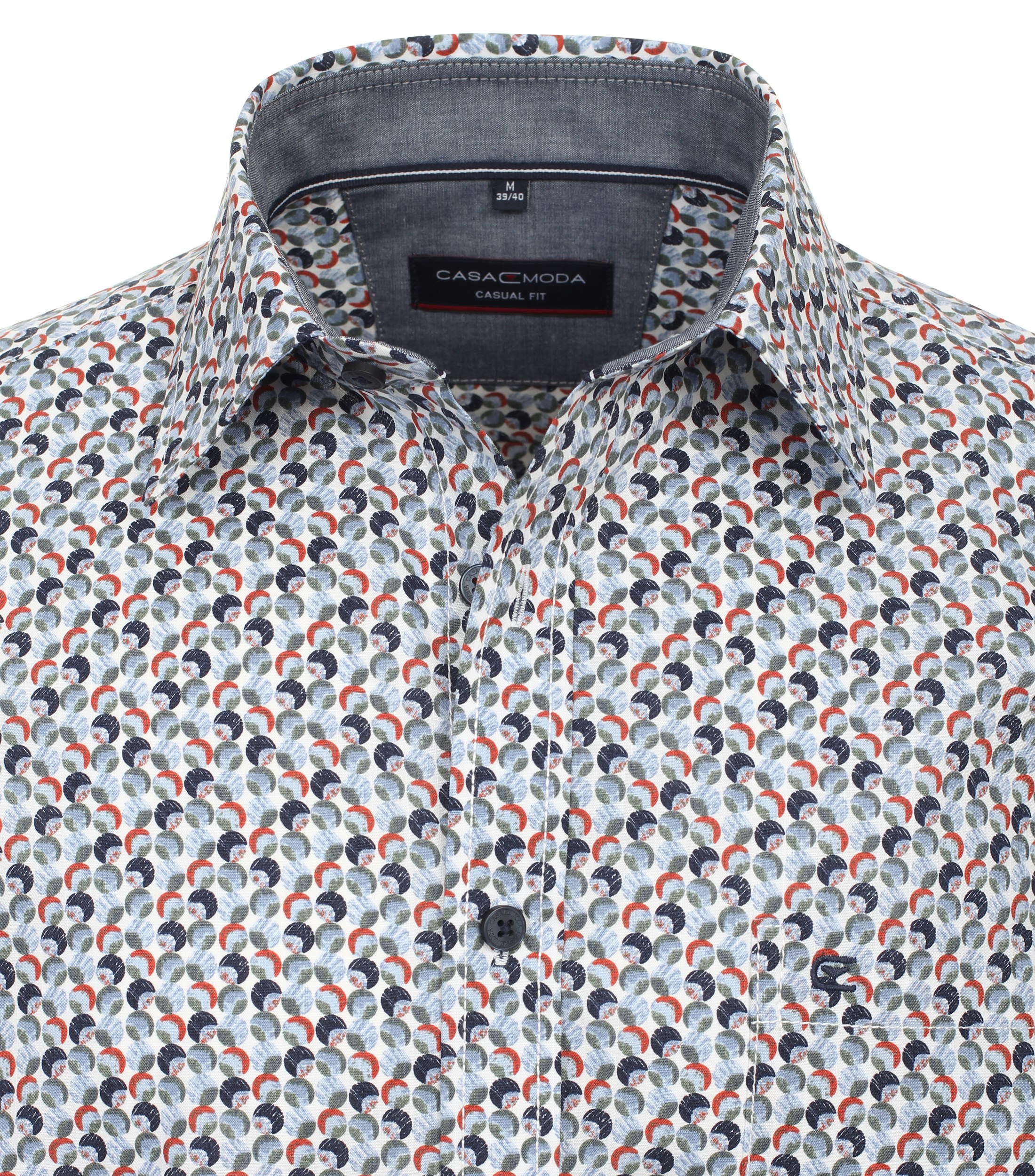 Ein Freizeithemd im Print Muster in der Farbe graues Mittelblau