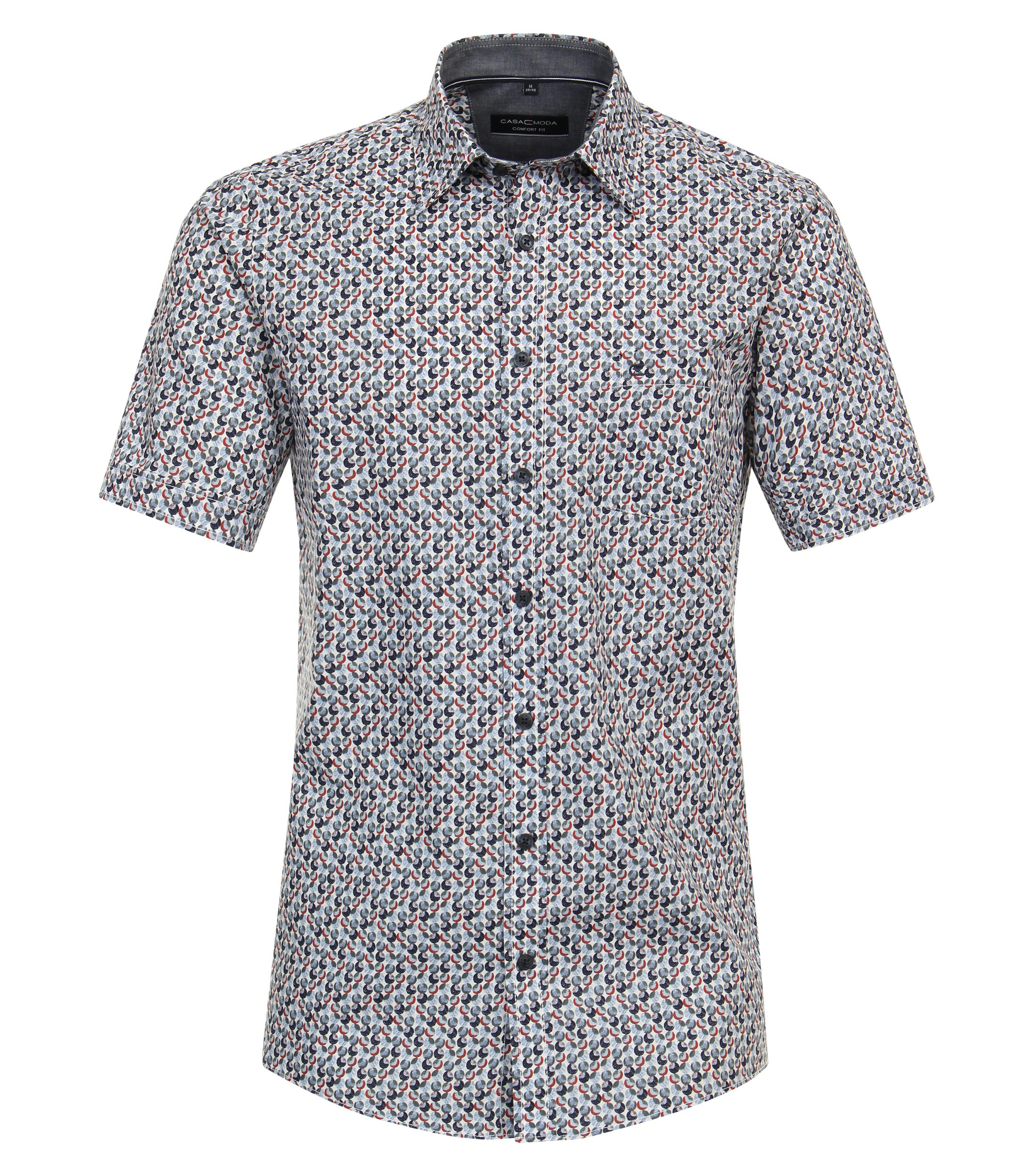 Ein Freizeithemd im Print Muster in der Farbe graues Mittelblau