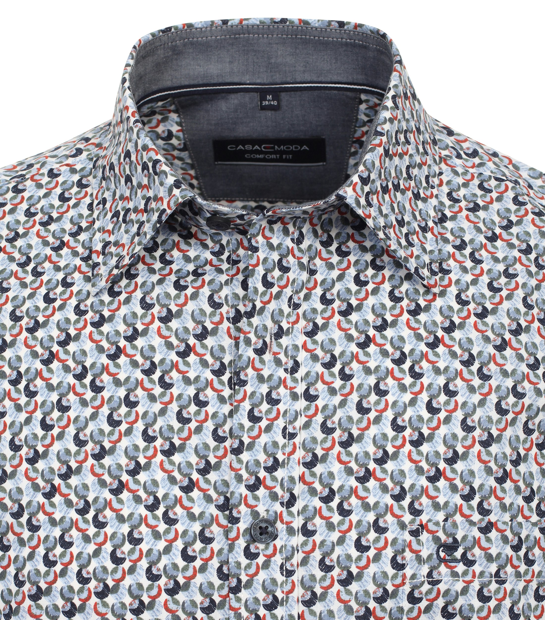 Ein Freizeithemd im Print Muster in der Farbe graues Mittelblau