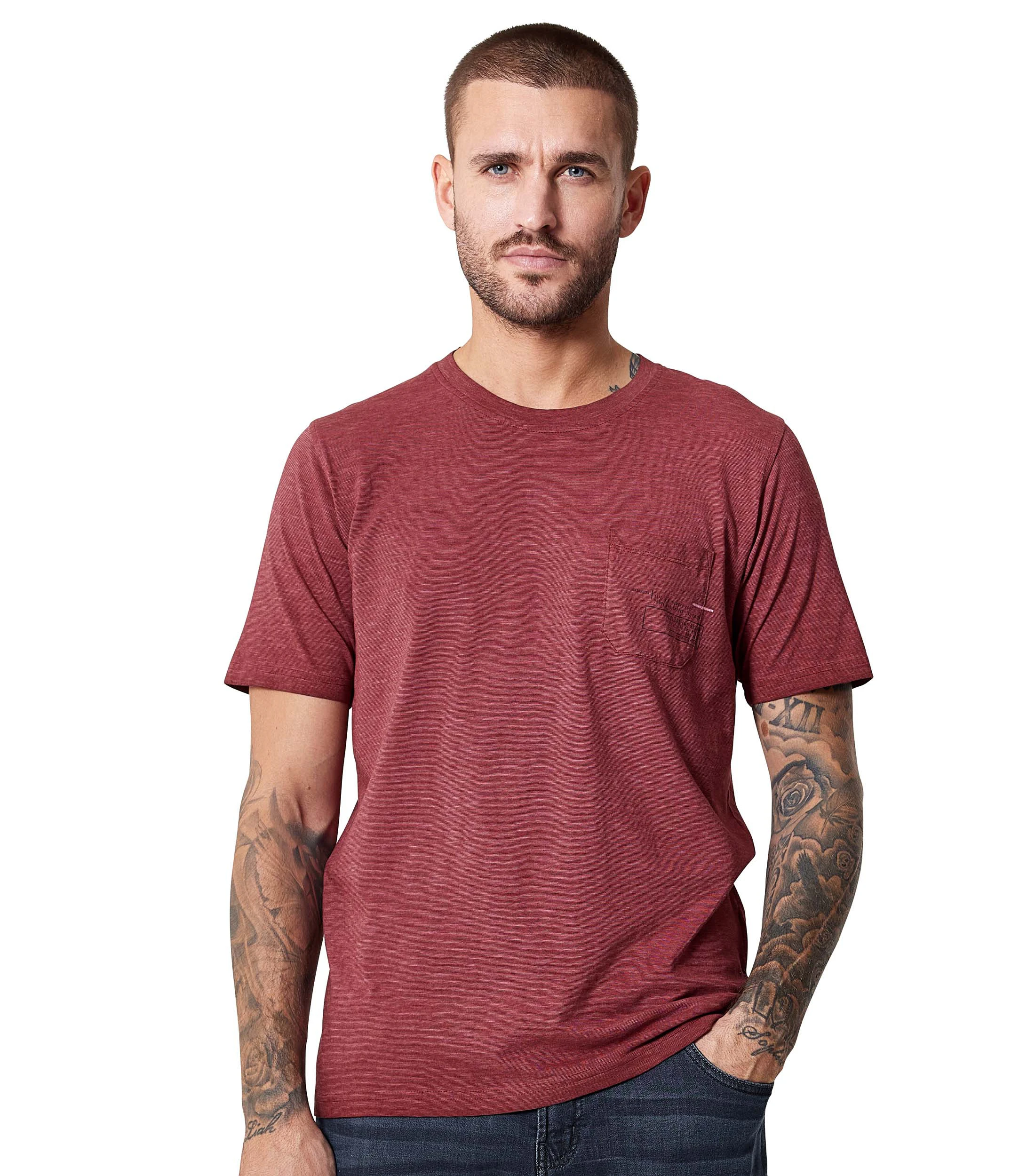 T-Shirt im gestreiften Muster in der Farbe Dunkelorange
