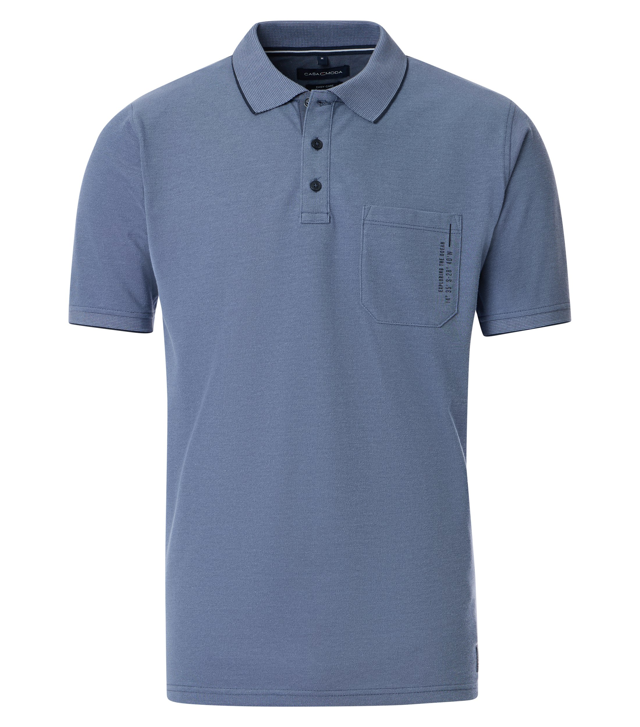 Ein Polo-Shirt im uni Muster in der Farbe Mittelblau