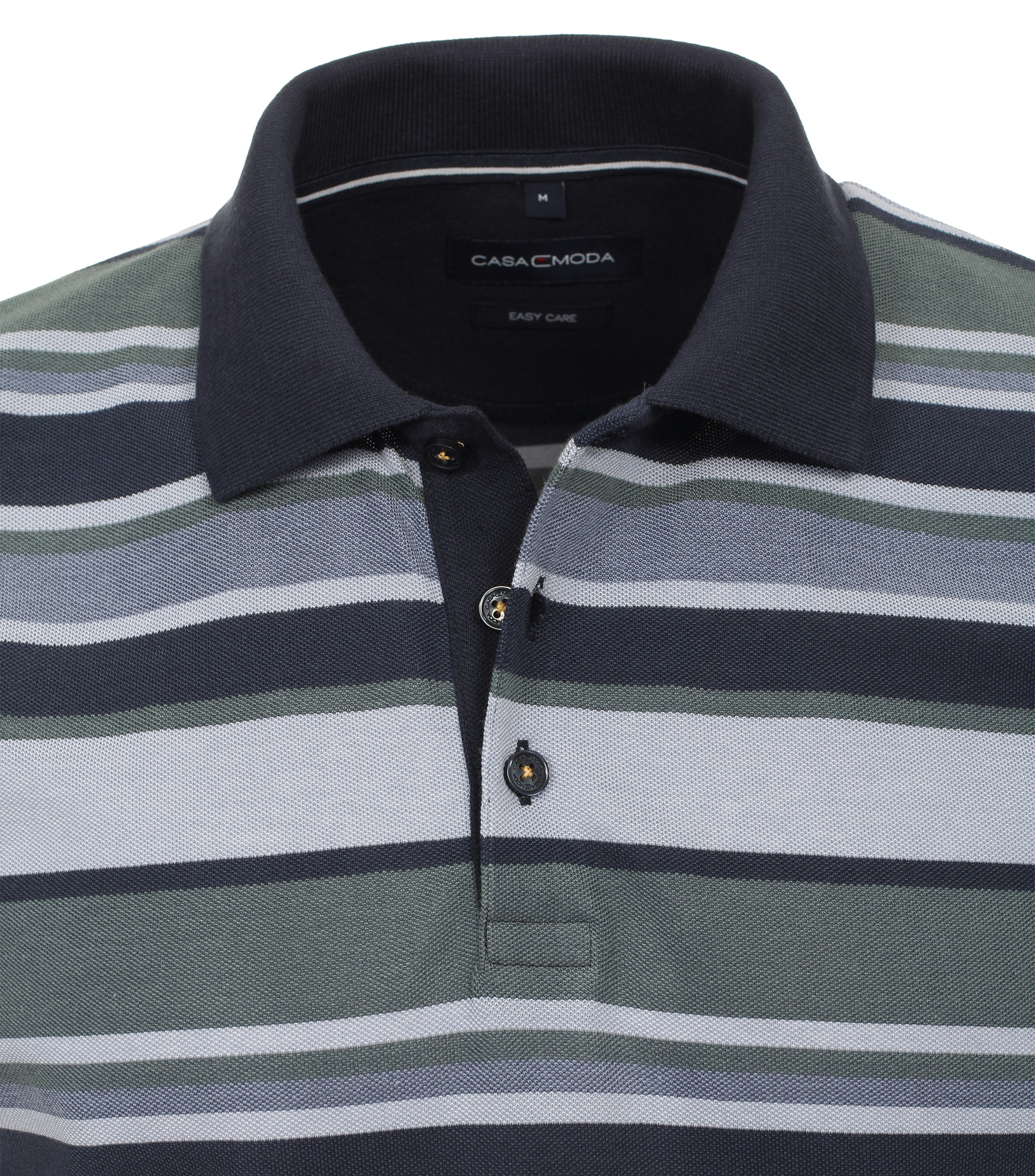 Ein Polo-Shirt im gestreift Muster in der Farbe Olive