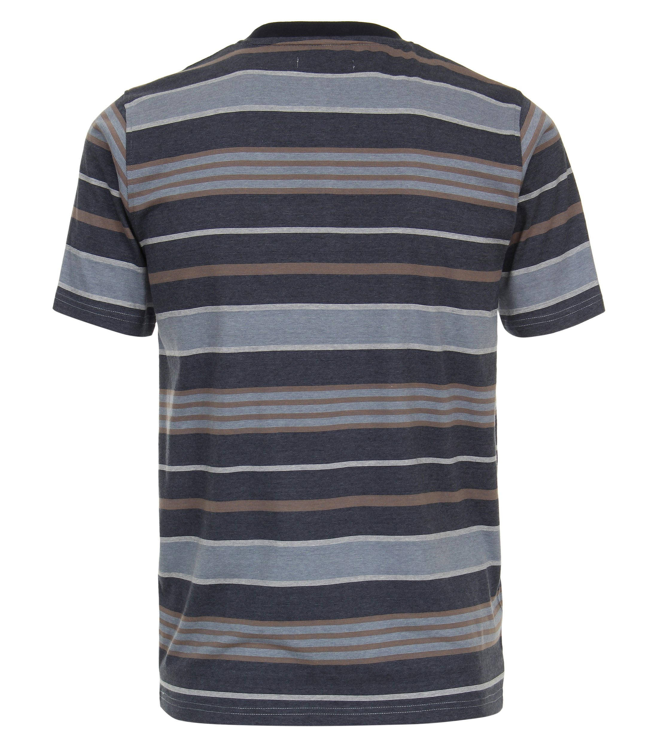 Ein T-Shirt im gestreift Muster in der Farbe graues Dunkelblau