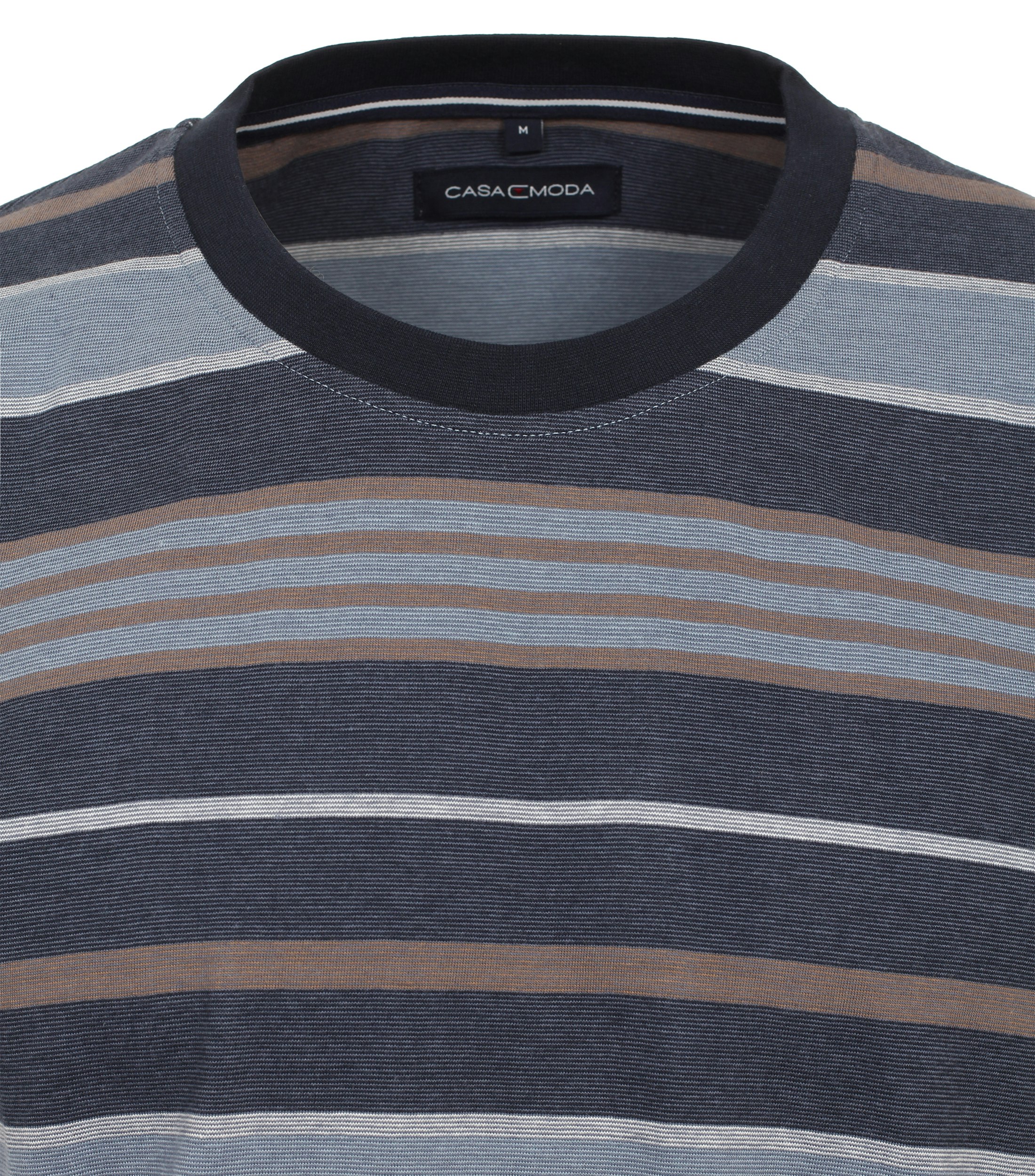 Ein T-Shirt im gestreift Muster in der Farbe graues Dunkelblau