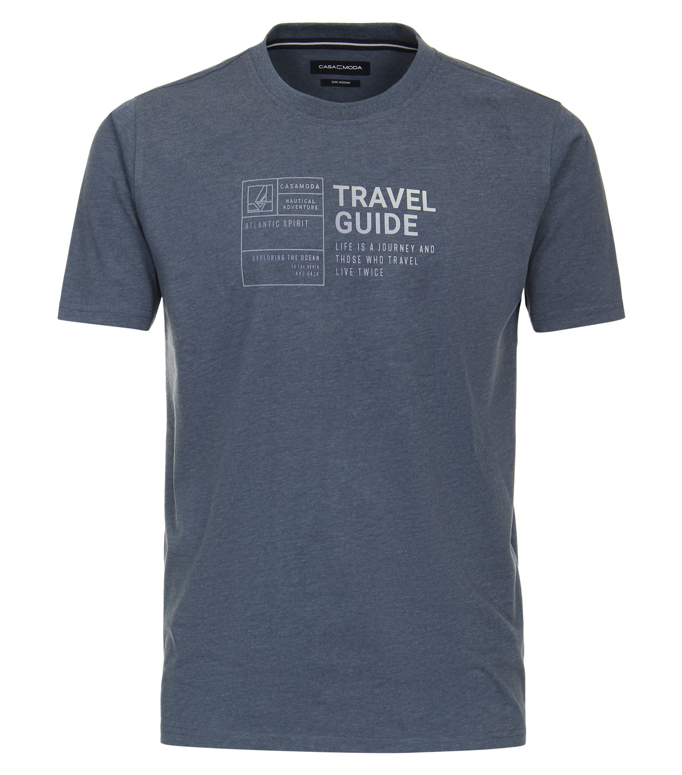 Ein T-Shirt im uni Muster in der Farbe dunkles Mittelblau