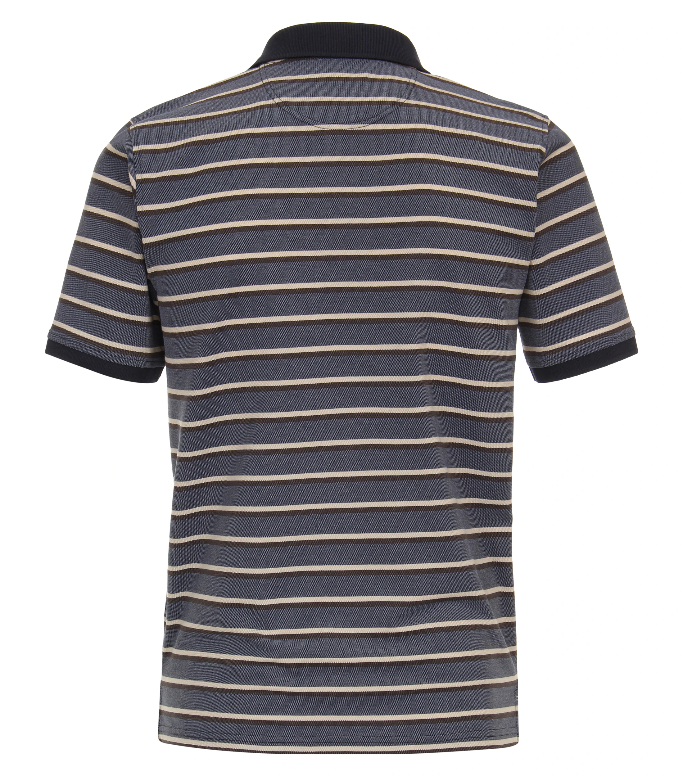 Polo-Shirt im gestreiften Muster in der Farbe graues Dunkelblau