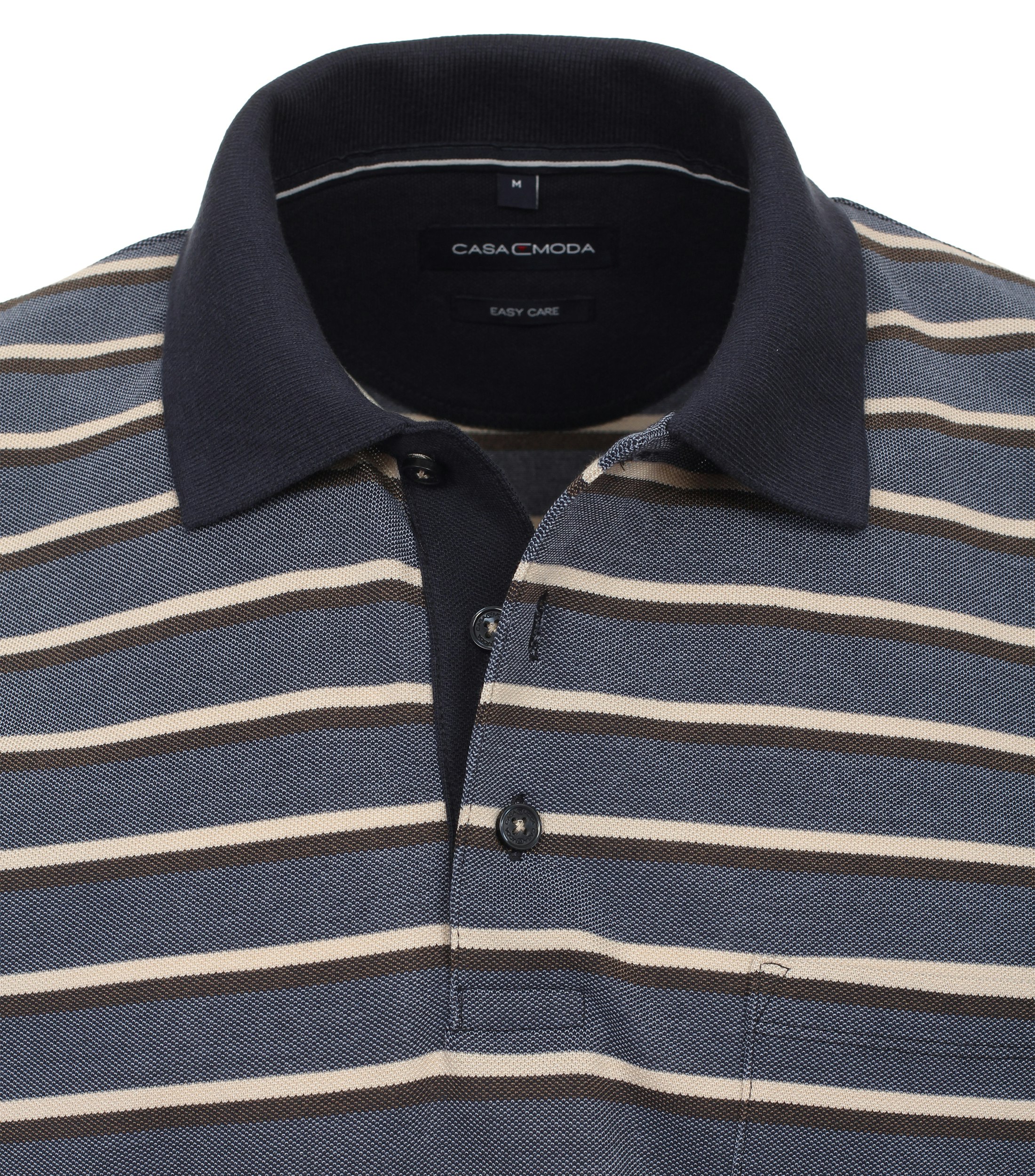 Ein Polo-Shirt im gestreift Muster in der Farbe graues Dunkelblau